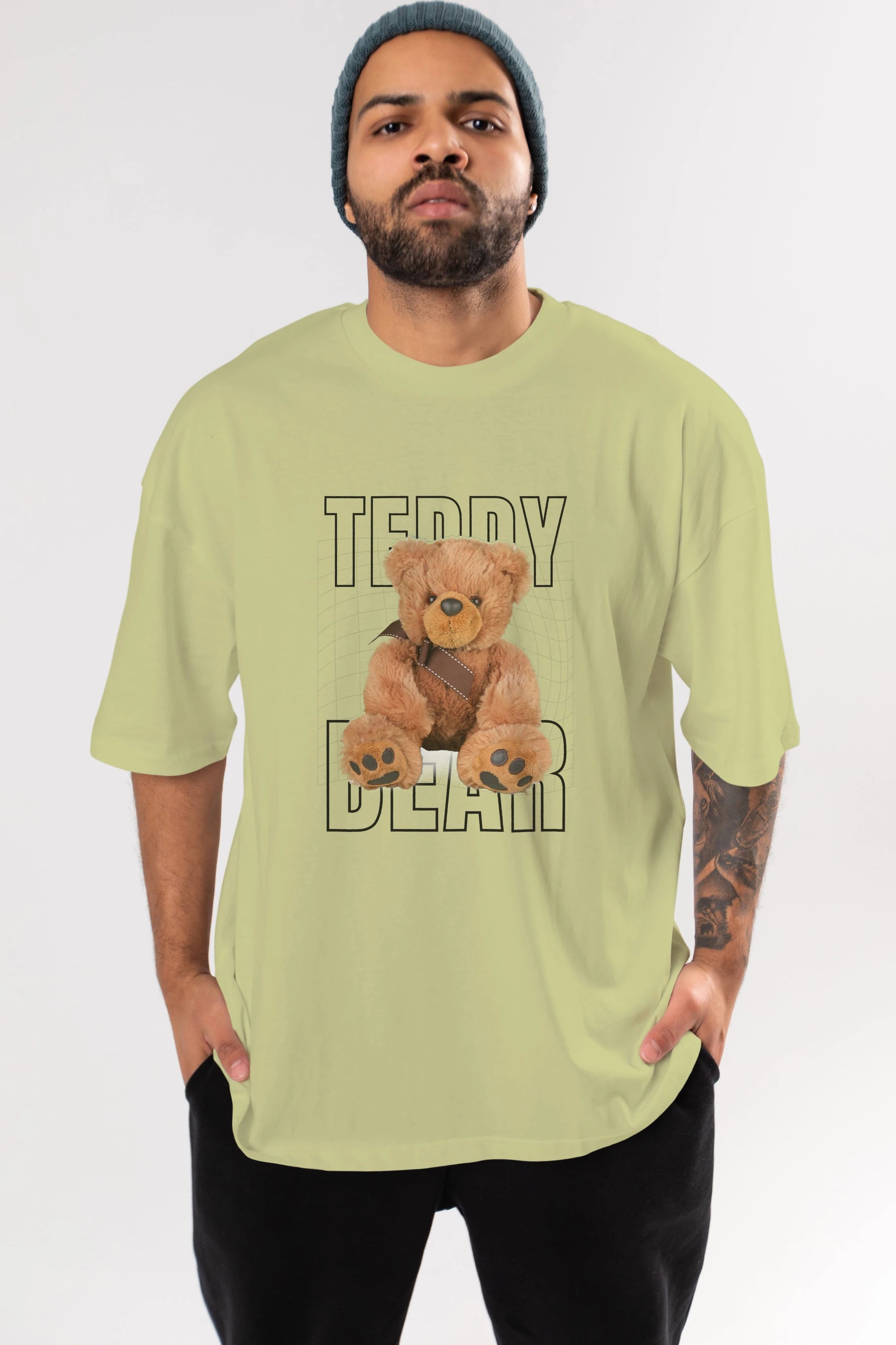 Teddy Bear Yazılı Ön Baskılı Oversize t-shirt Erkek Kadın Unisex