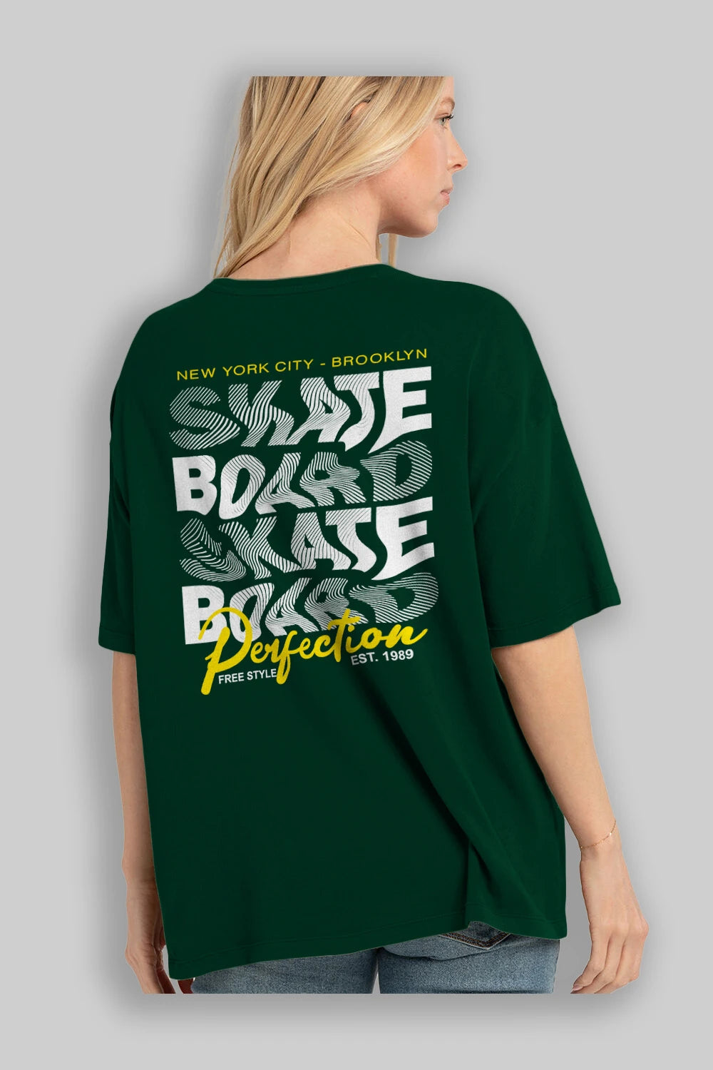 New York City and Brooklyn Arka Baskılı Oversize t-shirt Erkek Kadın Unisex