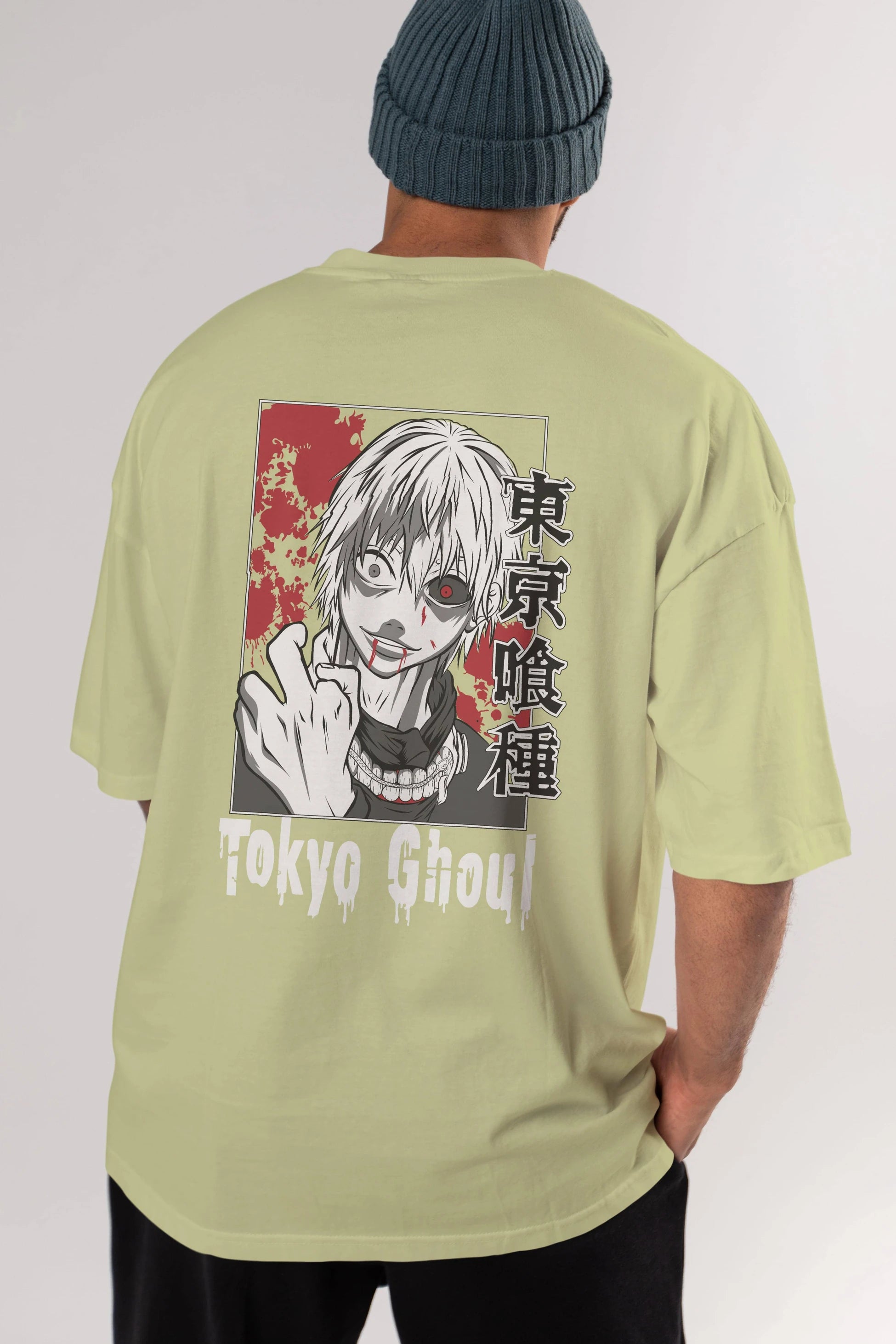 Kaneki Ken TOKYO GHOUL Anime Arka Baskılı Oversize t-shirt Erkek Kadın Unisex