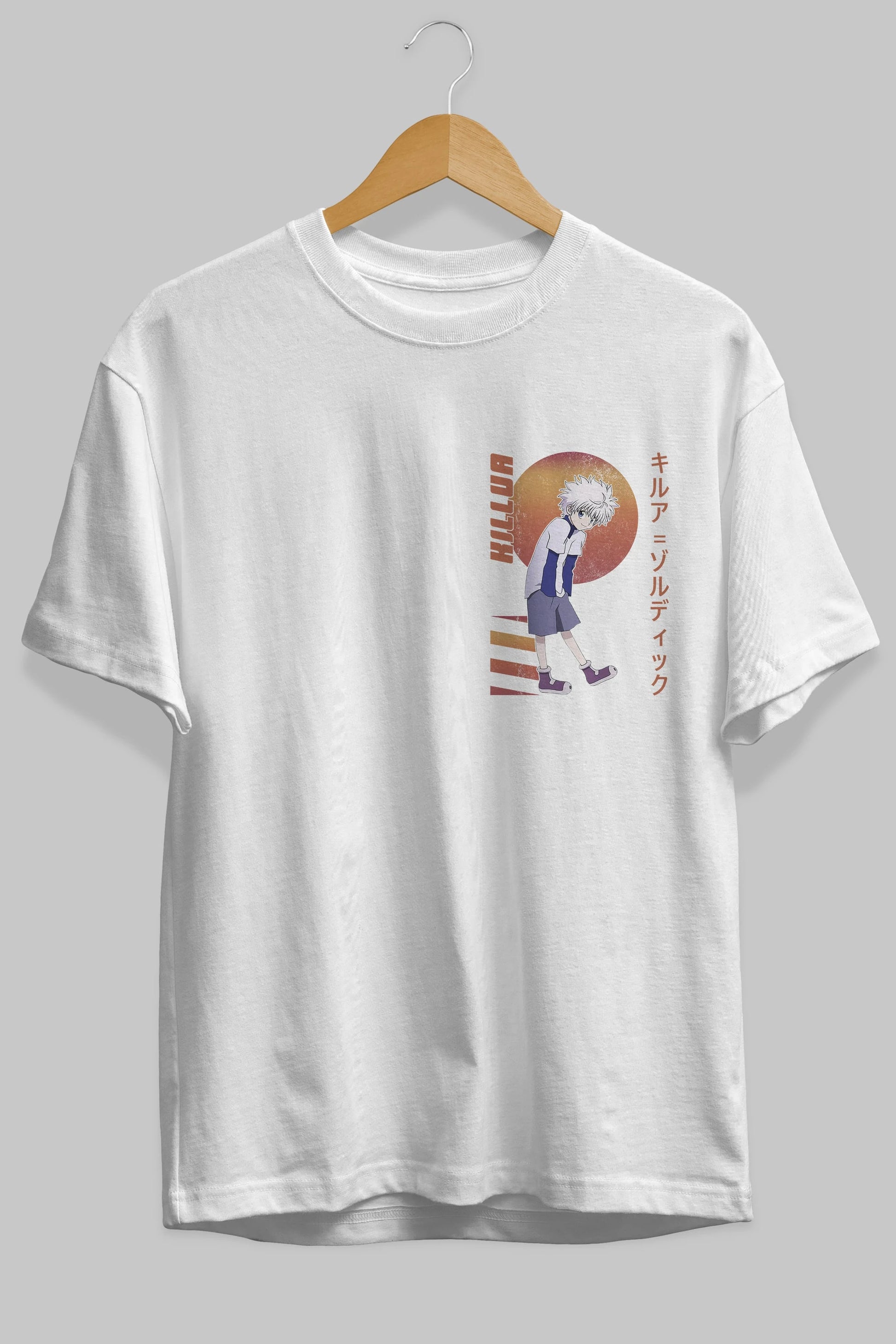 Killua Zoldyck 5 2 Ön Sol Baskılı Oversize t-shirt Erkek Kadın Unisex %100 Pamuk Bisiklet Yaka tişort