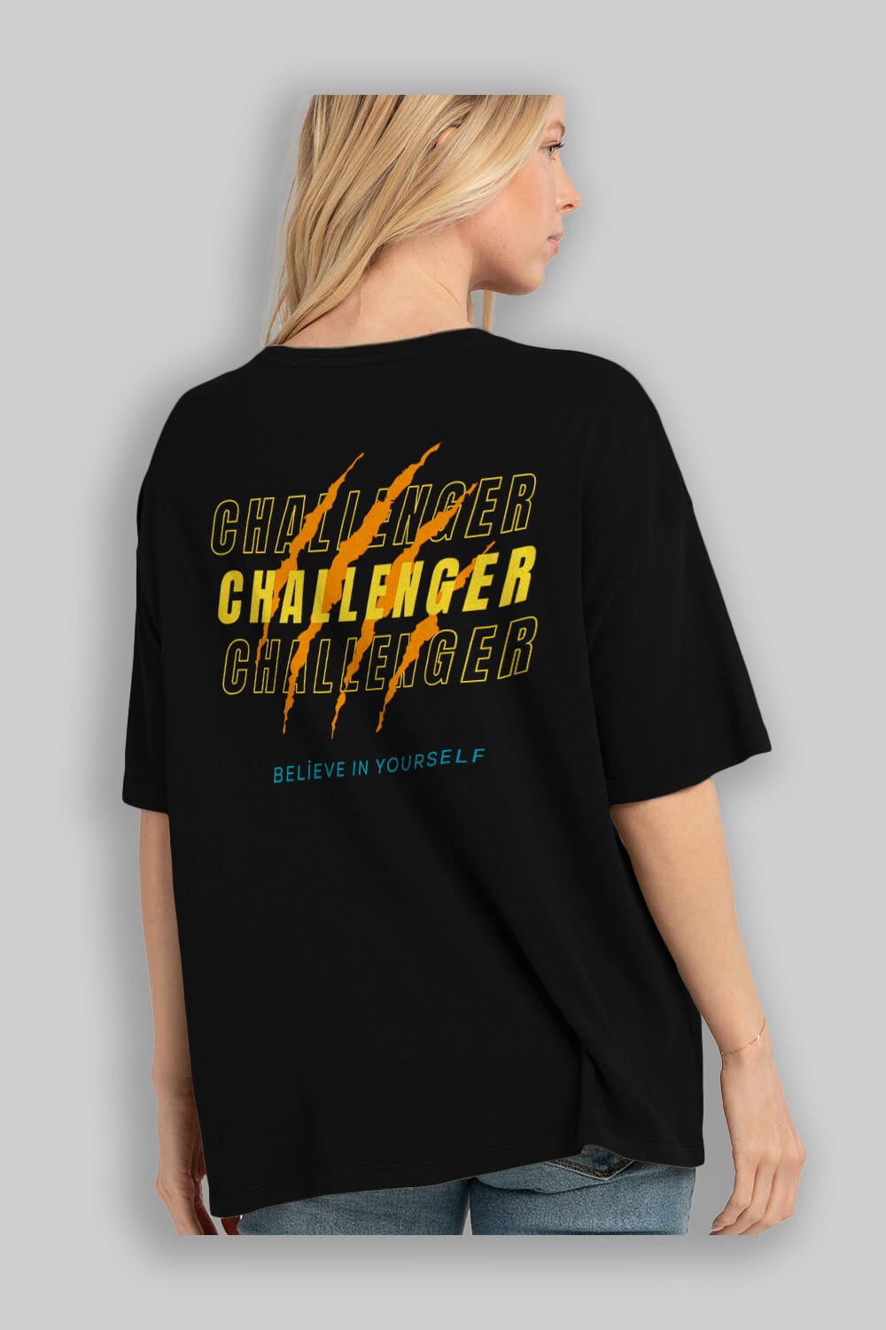 Challenger Yazılı Arka Baskılı Oversize t-shirt Erkek Kadın Unisex
