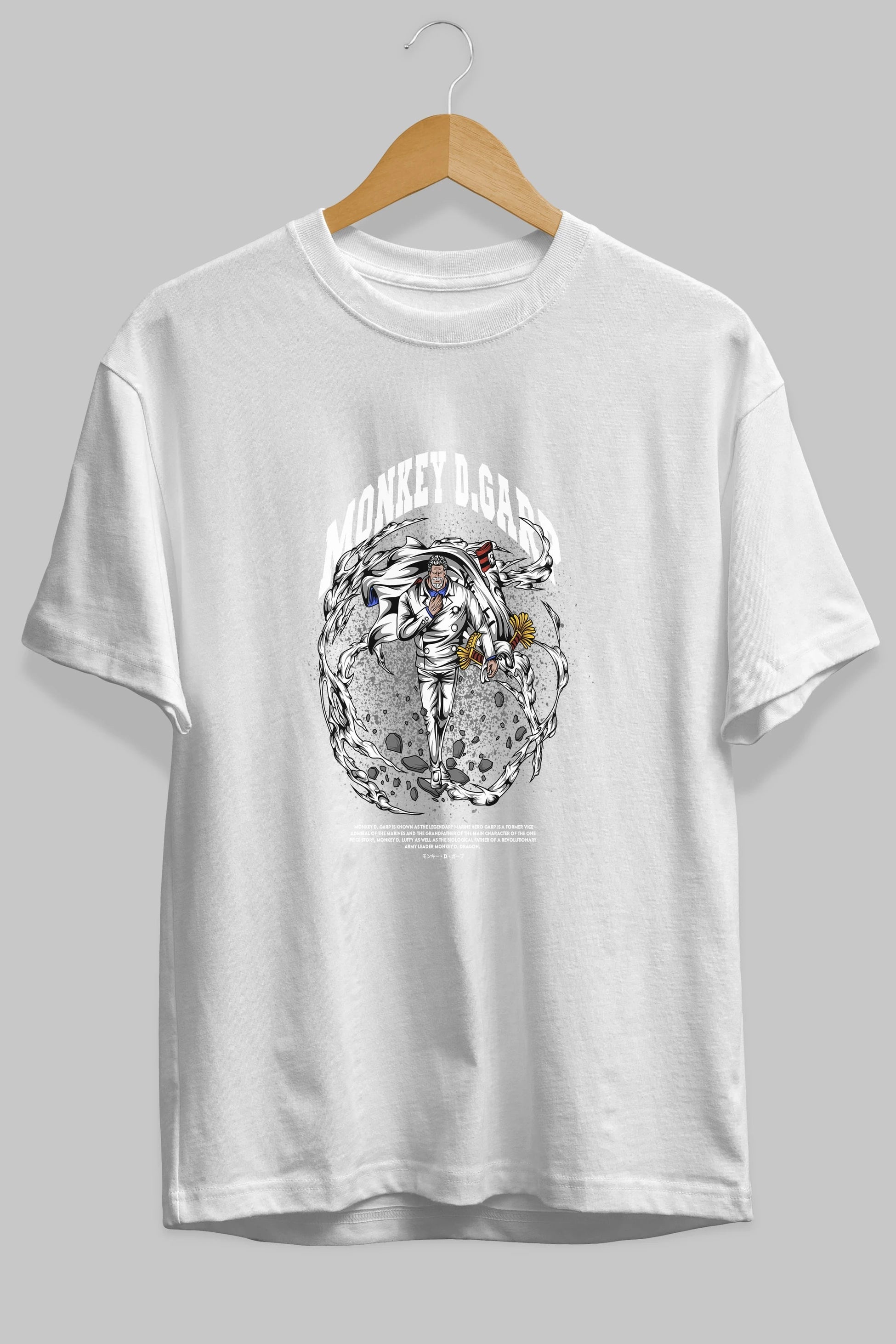 Monkey D. Garp Anime Ön Baskılı Oversize t-shirt %100 pamuk Erkek Kadın Unisex