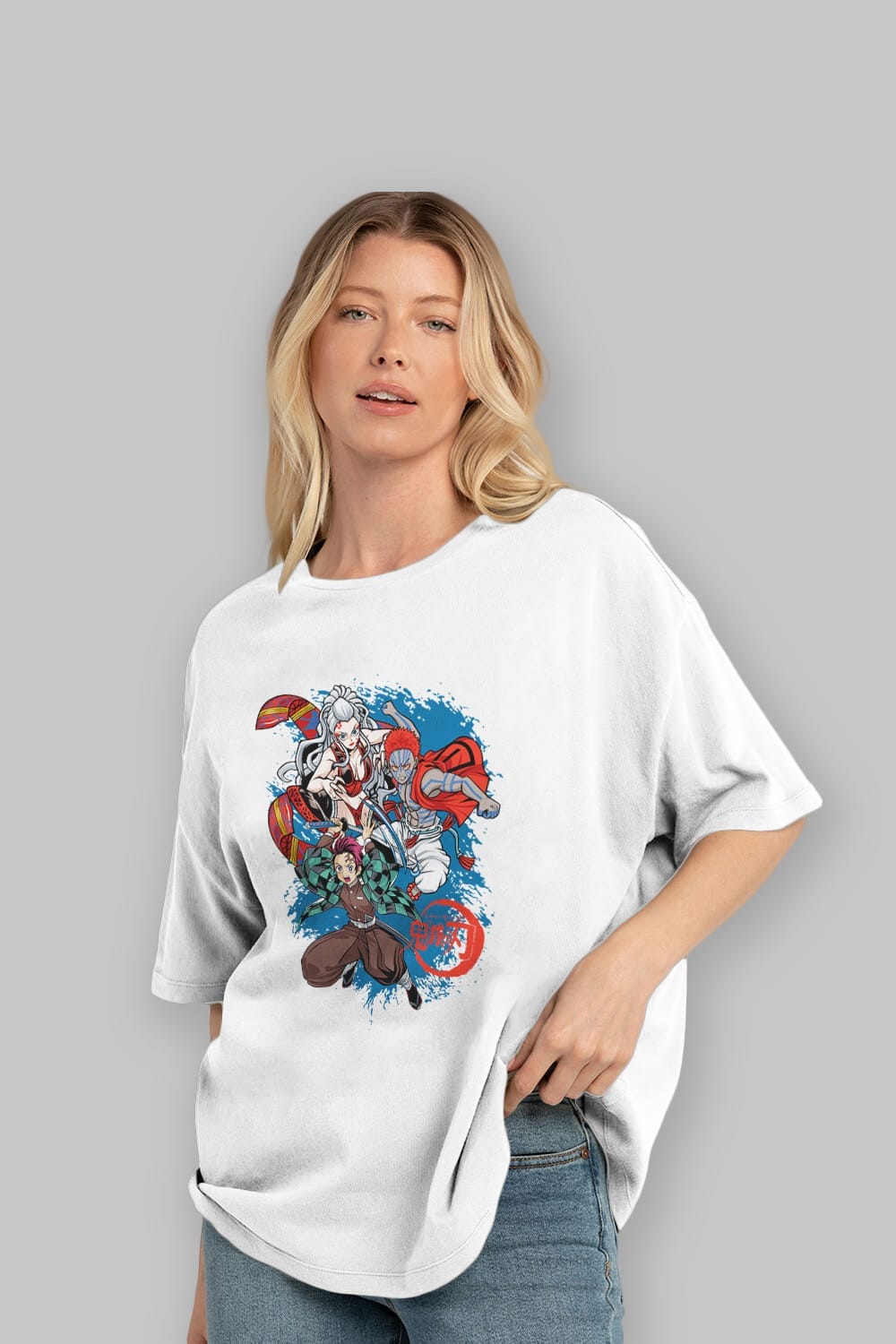 TANJIRO ,AKAZA,DAKI Anime Ön Baskılı Oversize t-shirt %100 pamuk Erkek Kadın Unisex
