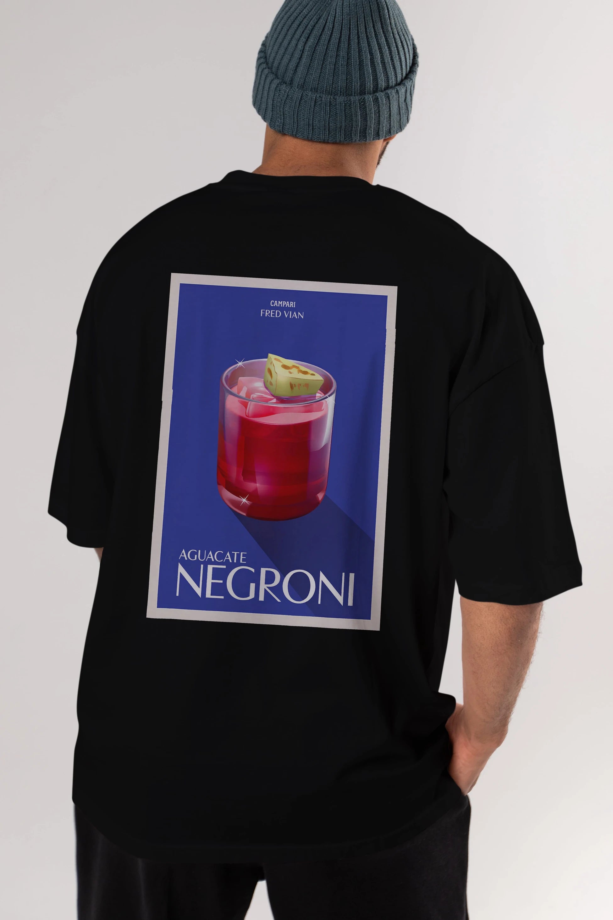 Aguacate Negroni Arka Baskılı Oversize t-shirt Erkek Kadın Unisex %100 Pamuk Bisiklet Yaka tişort