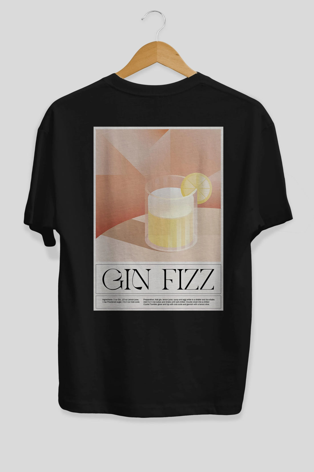 Gin Fizz Arka Baskılı Oversize t-shirt Erkek Kadın Unisex %100 Pamuk Bisiklet Yaka tişort