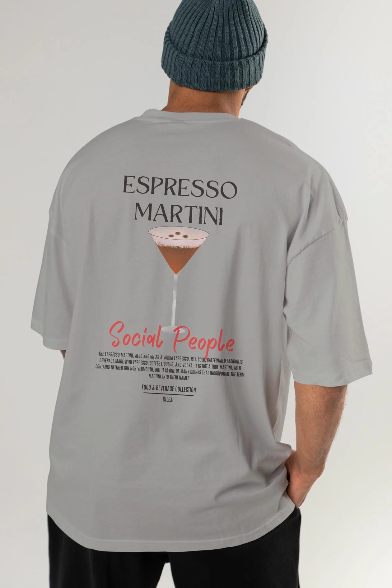 Espresso Martını Kokteyl Serisi Baskılı Oversize t-shirt Erkek Kadın Unisex %100 Pamuk Bisiklet Yaka tişort