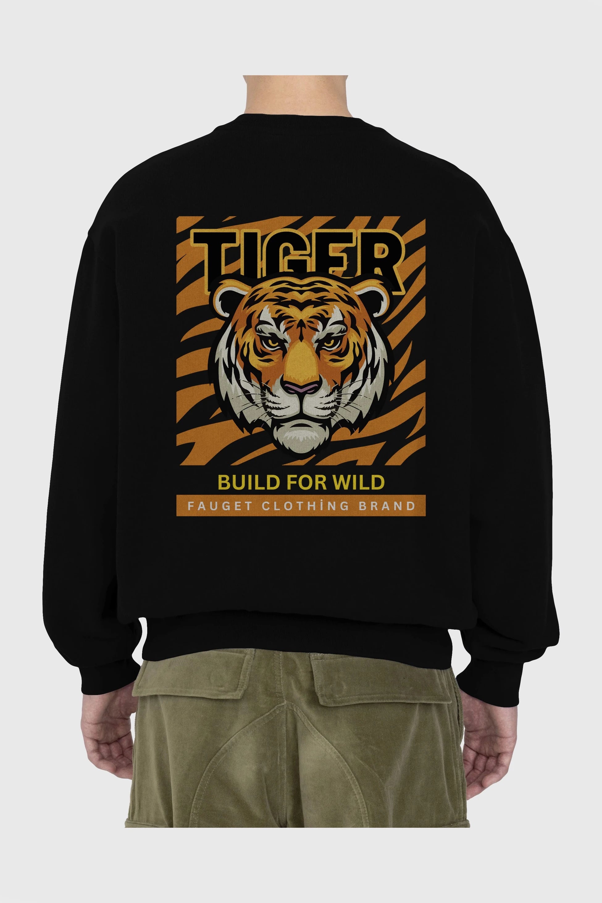Tiger Arka Baskılı Oversize Sweatshirt Erkek Kadın Unisex