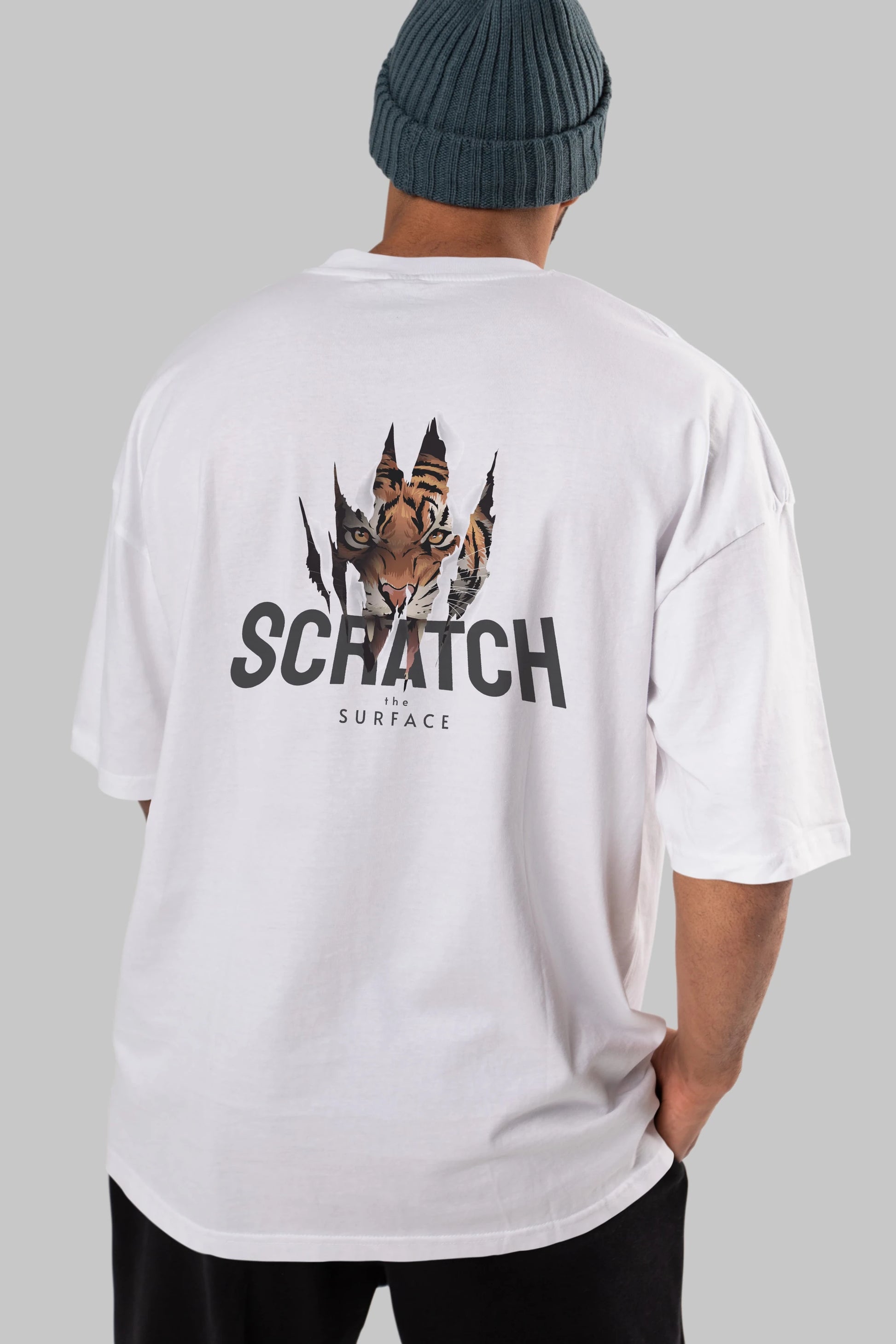 Teddy Bear Scratch Arka Baskılı Oversize t-shirt Erkek Kadın Unisex %100 Pamuk