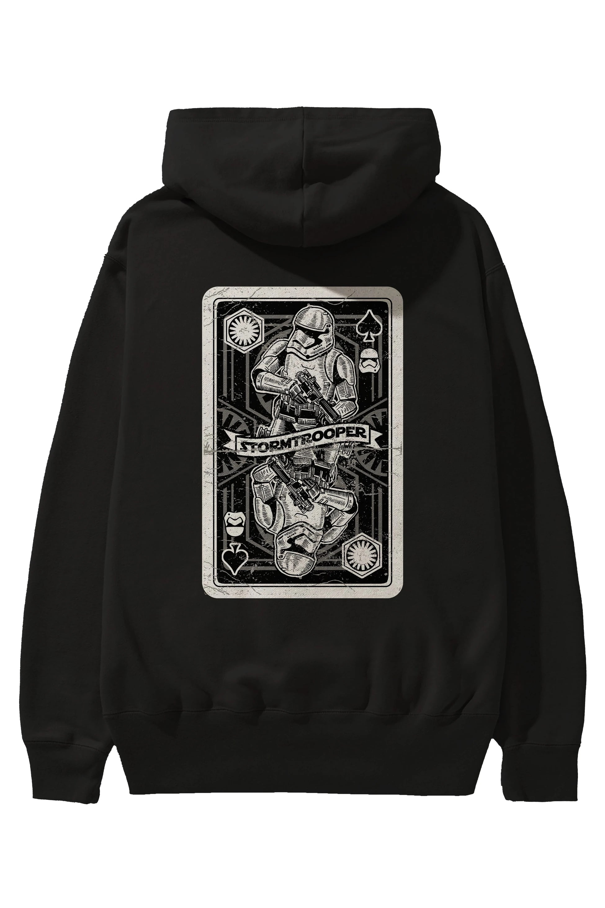 Stormtrooper Playing Card Arka Baskılı Hoodie Oversize Kapüşonlu Sweatshirt Erkek Kadın Unisex