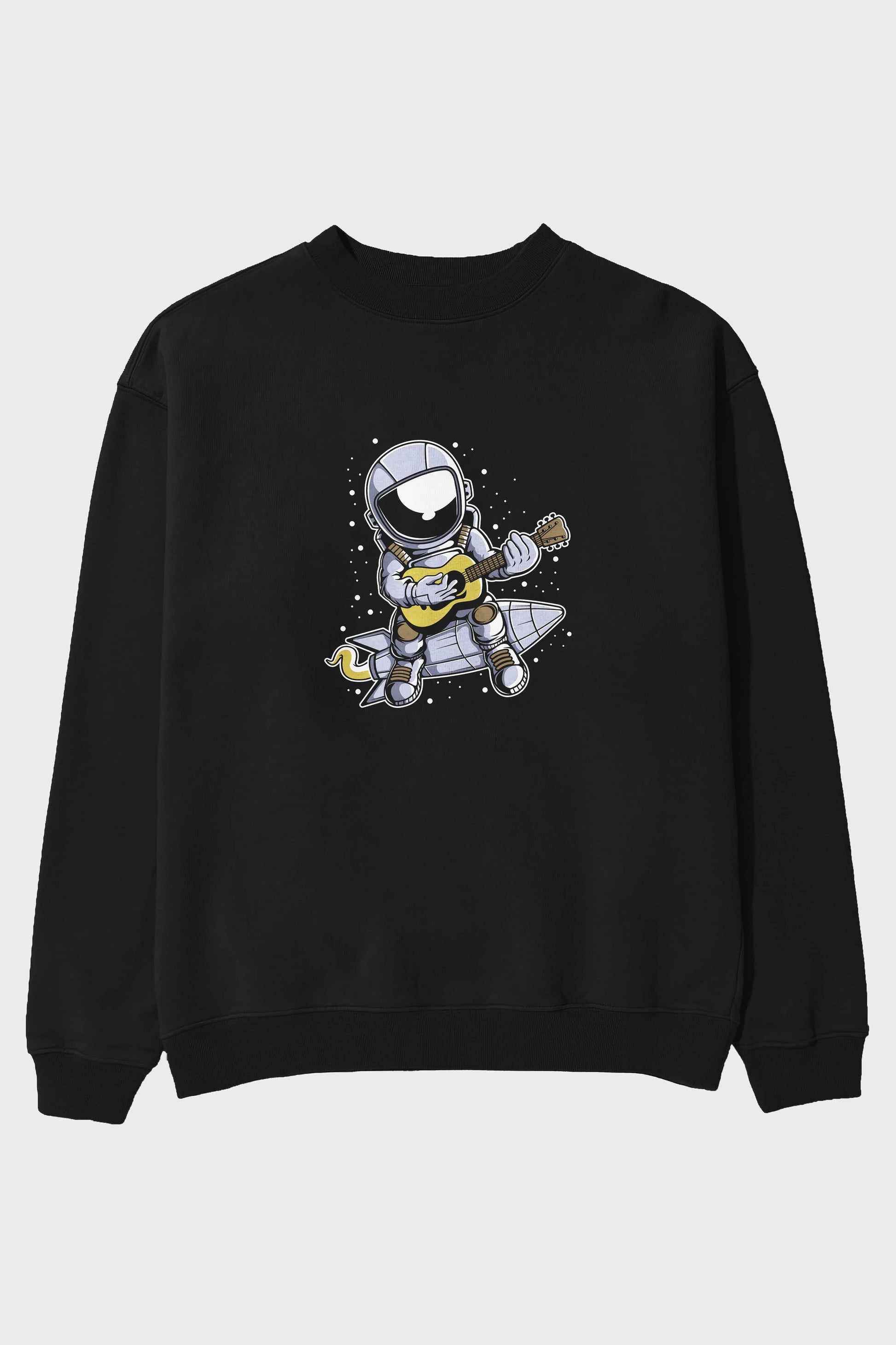 Astronaut Guitar (2) Ön Baskılı Oversize Sweatshirt Erkek Kadın Unisex