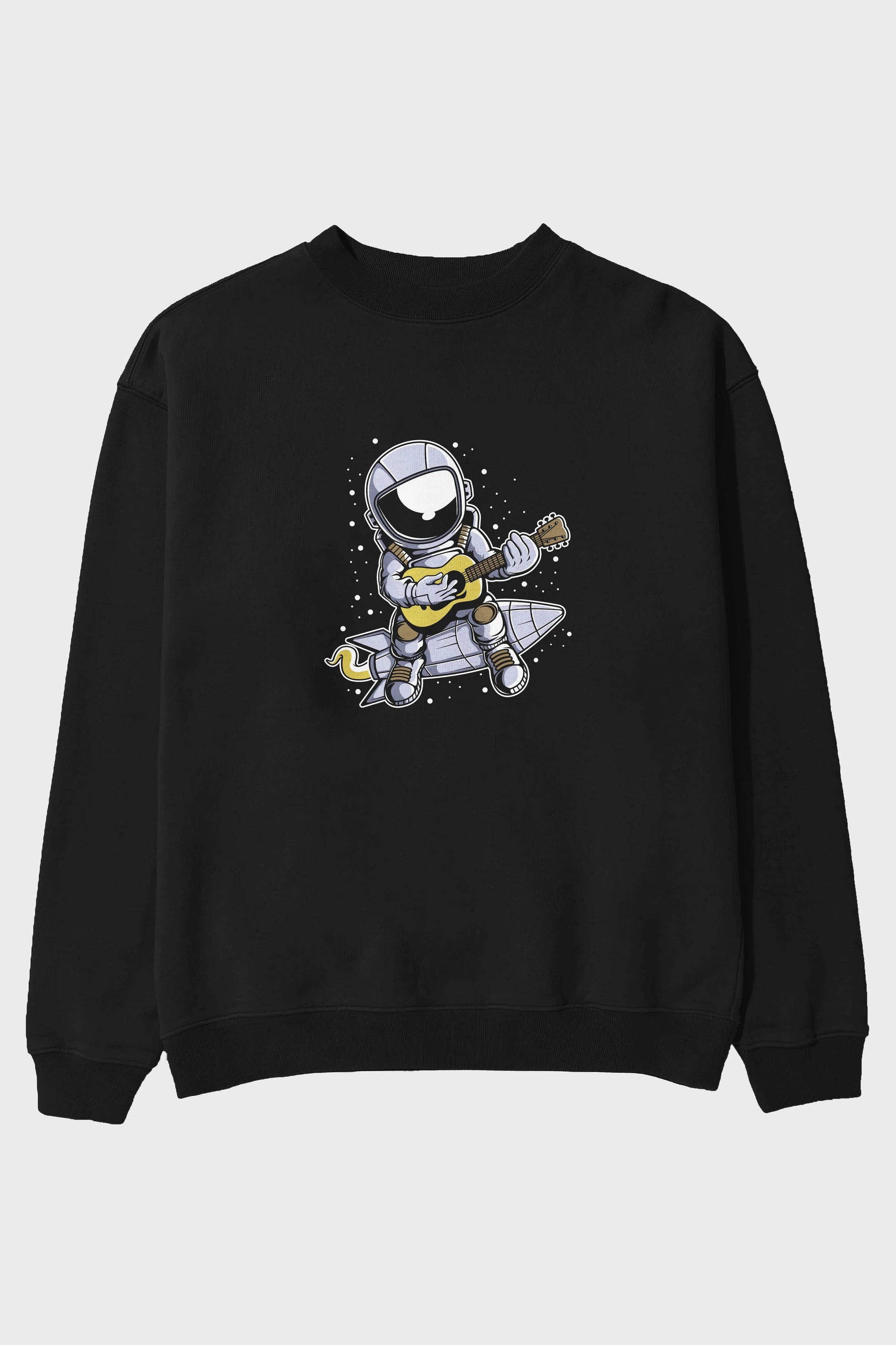 Astronaut Guitar (2) Ön Baskılı Oversize Sweatshirt Erkek Kadın Unisex