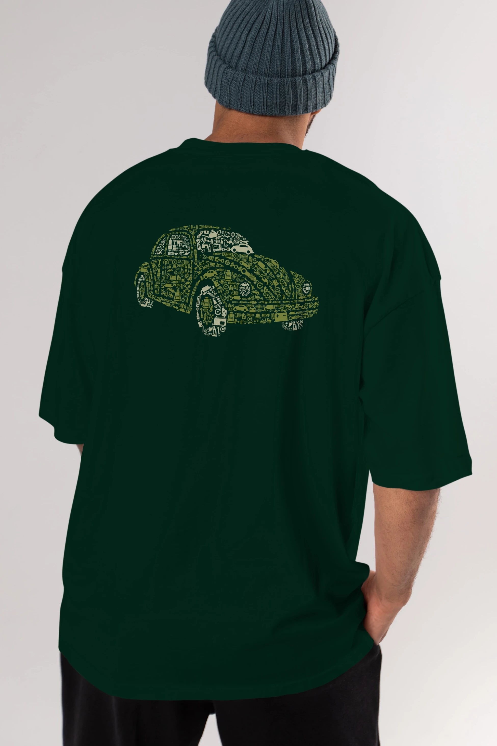 Beetle Arka Baskılı Oversize t-shirt %100 pamuk Erkek Kadın Unisex