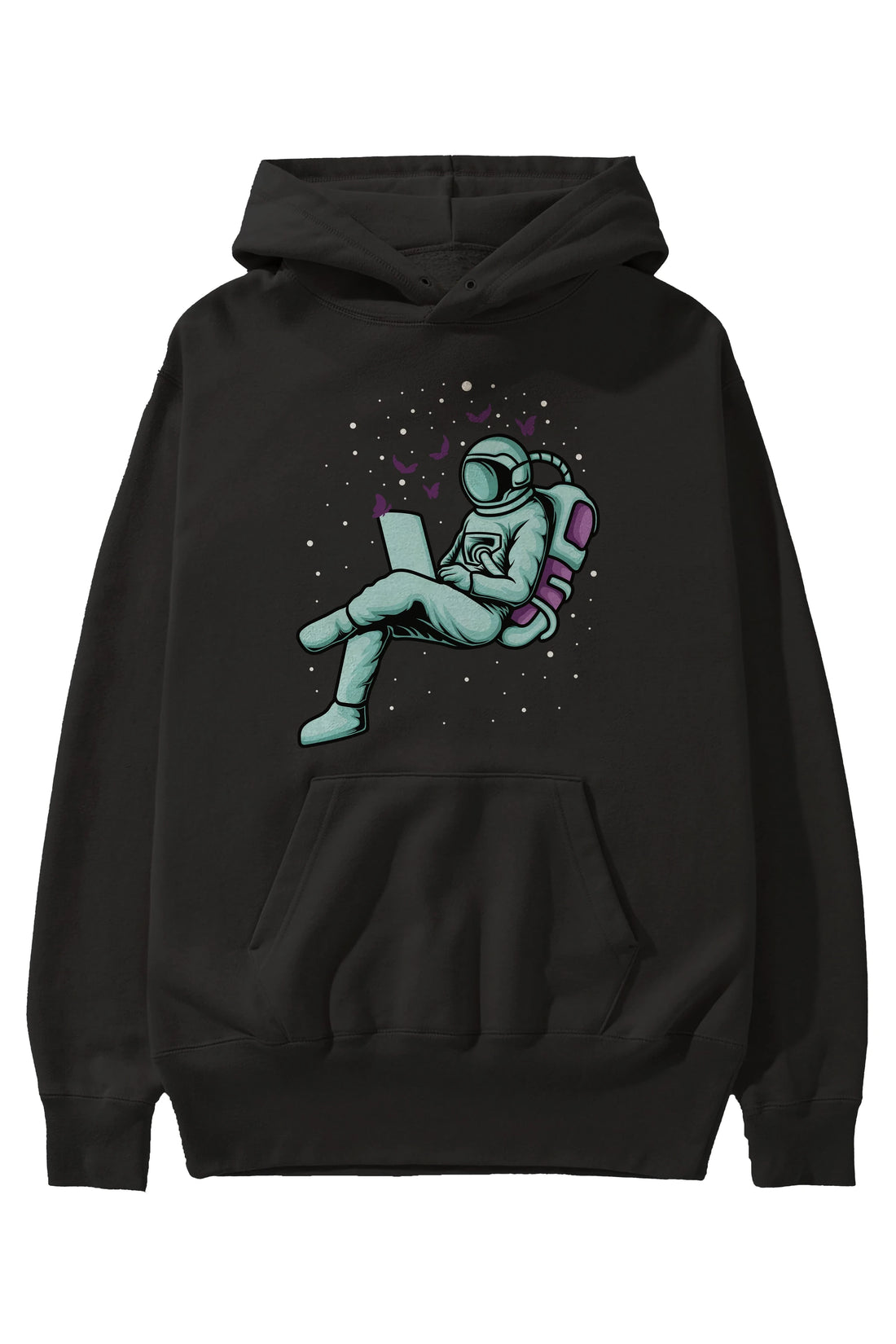 Work with Butterflies in Space Ön Baskılı Hoodie Oversize Kapüşonlu Sweatshirt Erkek Kadın Unisex