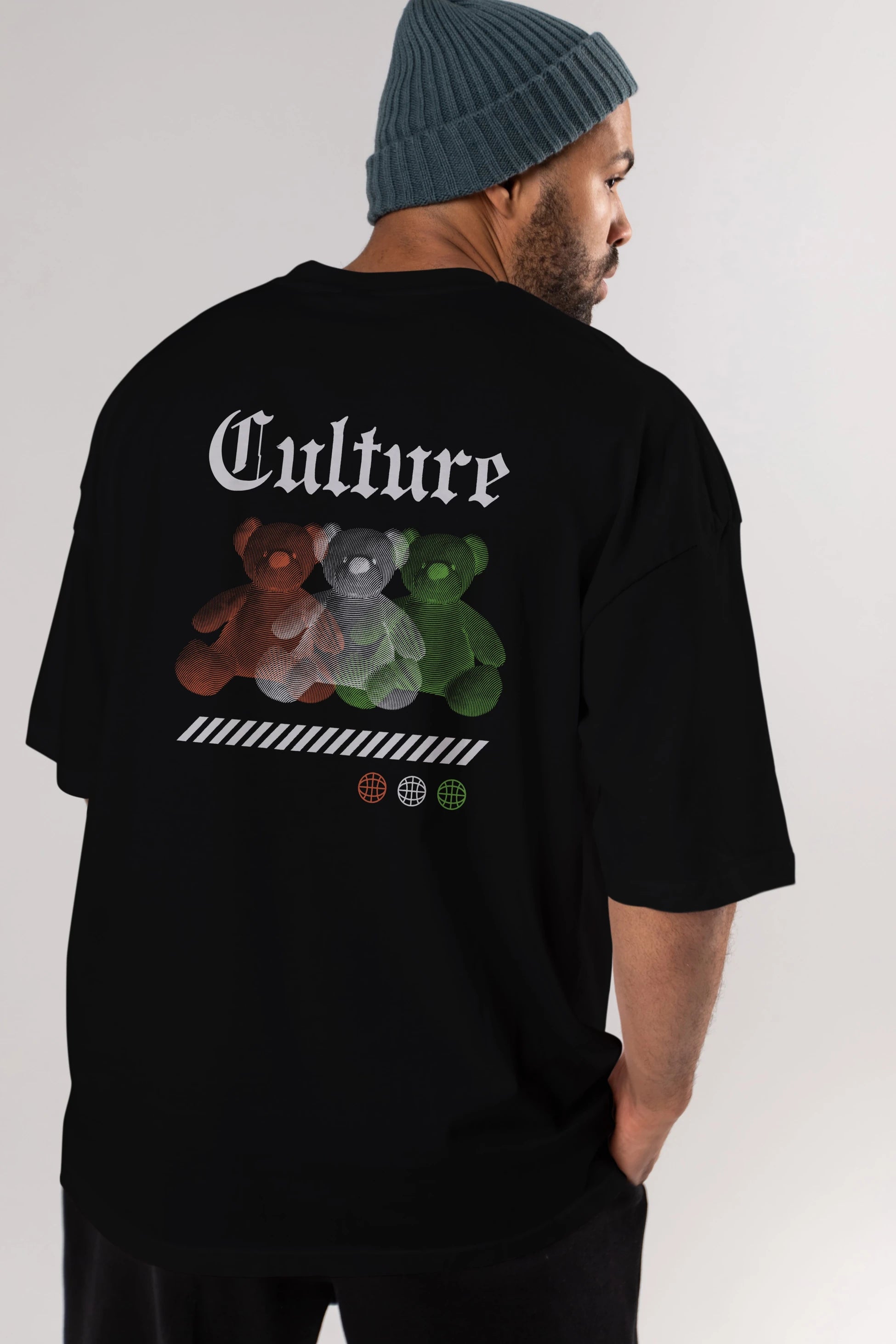 Culture Bear Arka Baskılı Oversize t-shirt Erkek Kadın Unisex