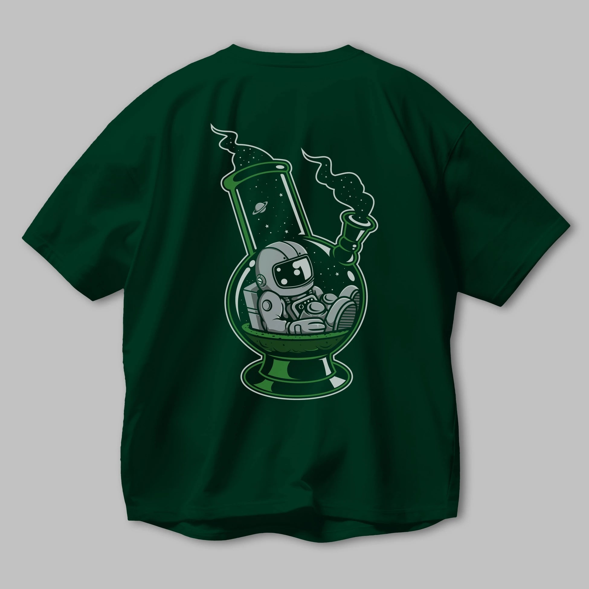 Astronaut Bong Arka Baskılı Oversize t-shirt Erkek Kadın Unisex