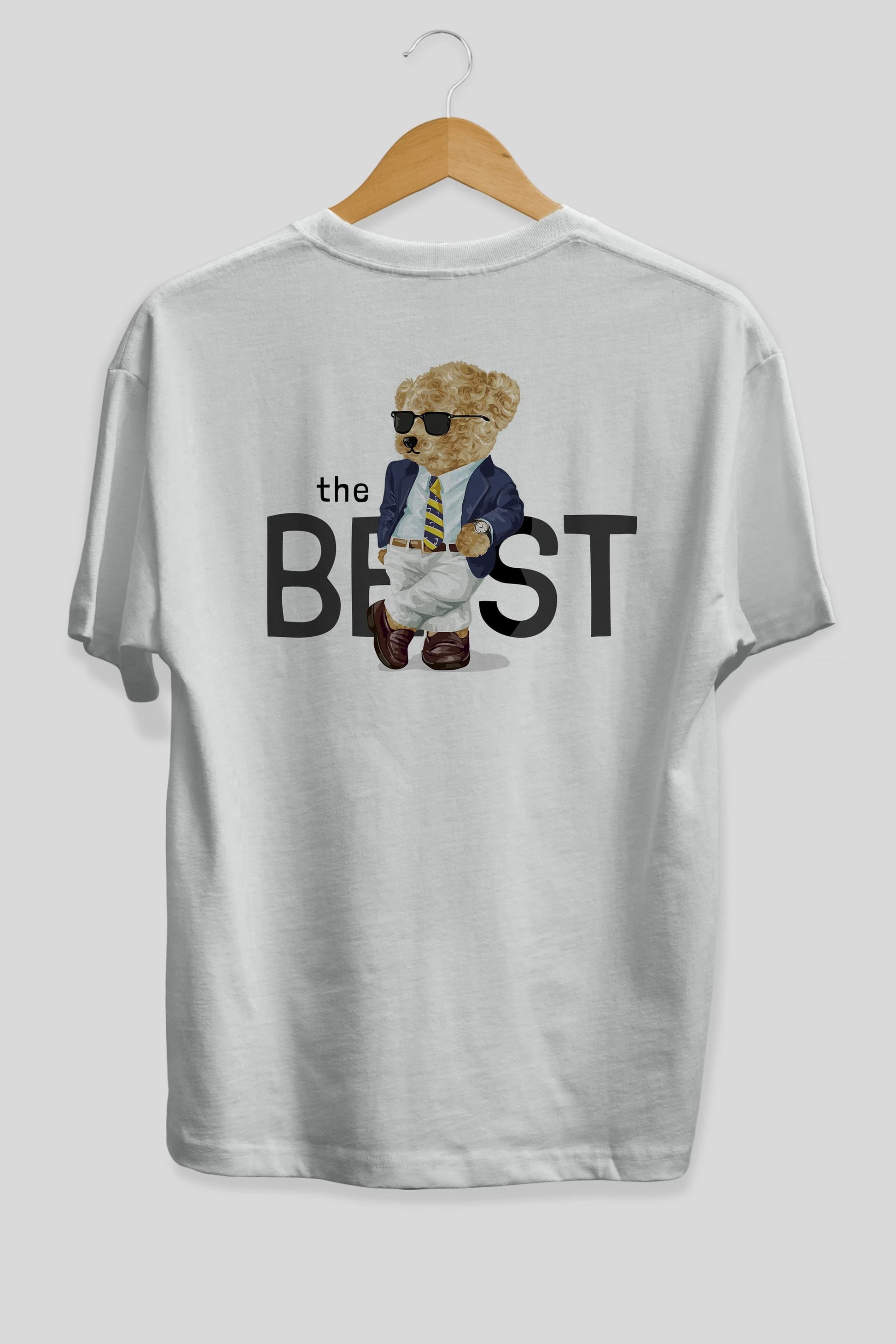 Teddy Bear The Best Arka Baskılı Oversize t-shirt Erkek Kadın Unisex %100 Pamuk
