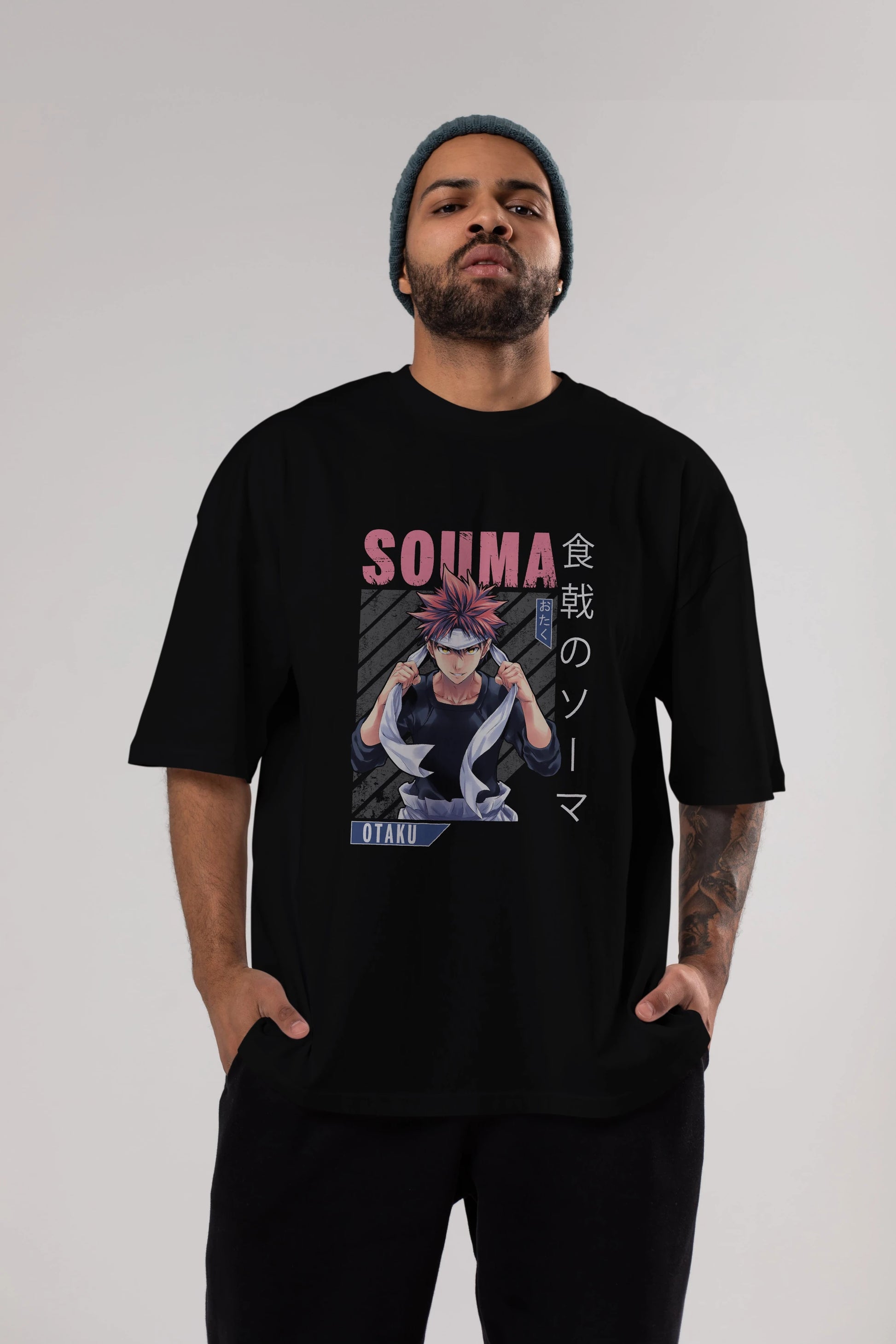 Souma Yukihira 8 Anime Ön Baskılı Oversize t-shirt %100 pamuk Erkek Kadın Unisex