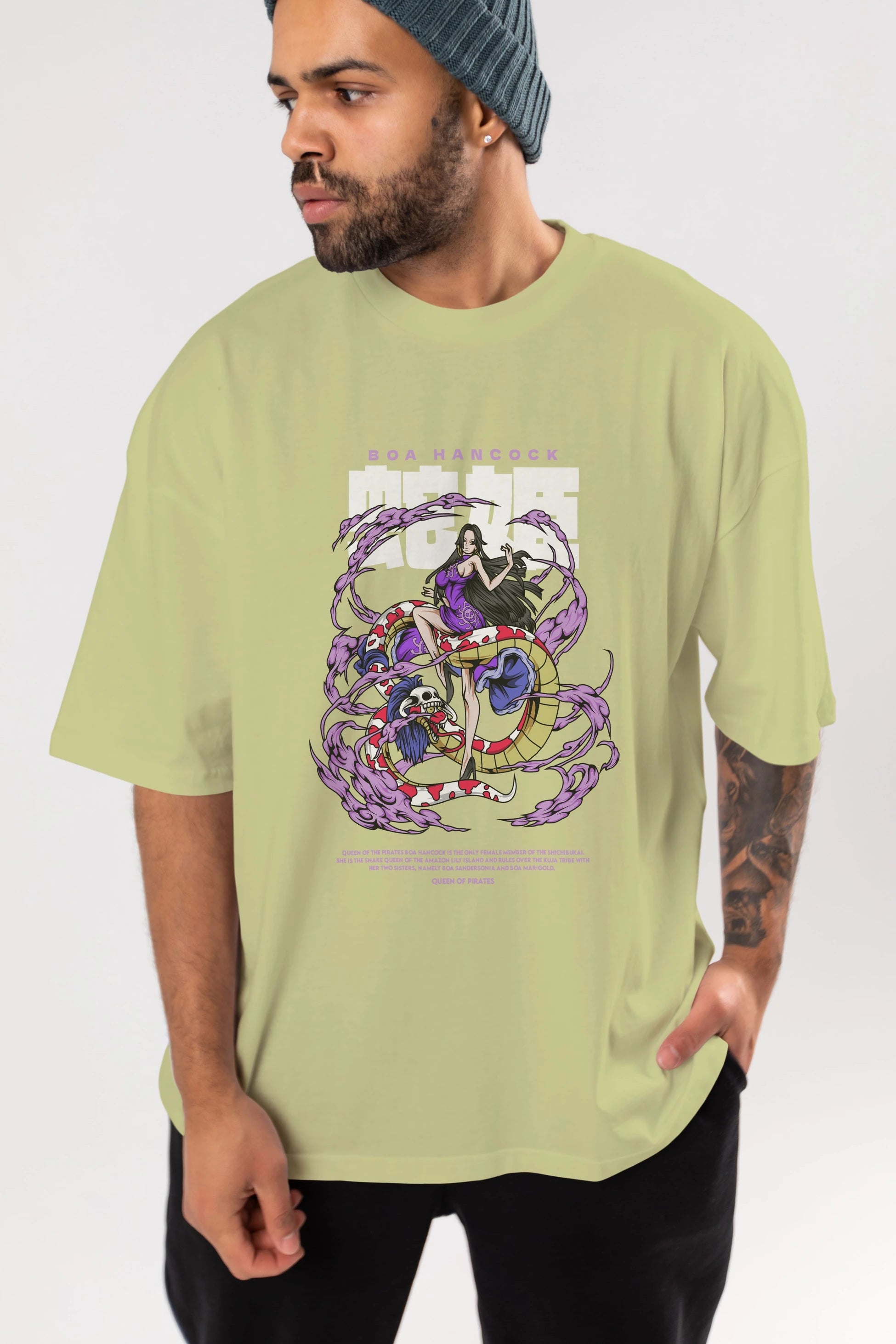 Boa Hancock Anime Ön Baskılı Oversize t-shirt %100 pamuk Erkek Kadın Unisex