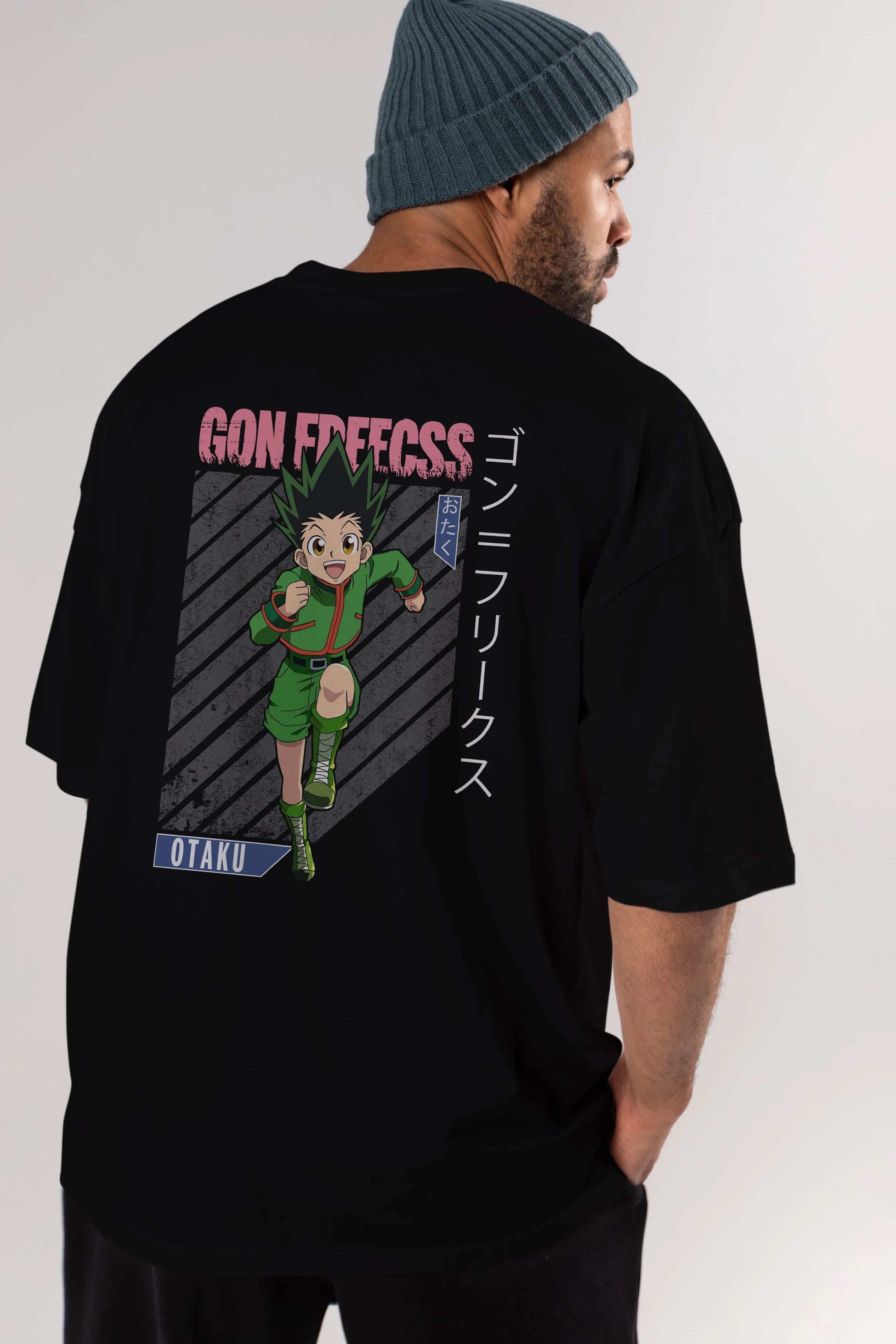 Gon Freecss HUNTER X HUNTER Anime Arka Baskılı Oversize t-shirt Erkek Kadın Unisex