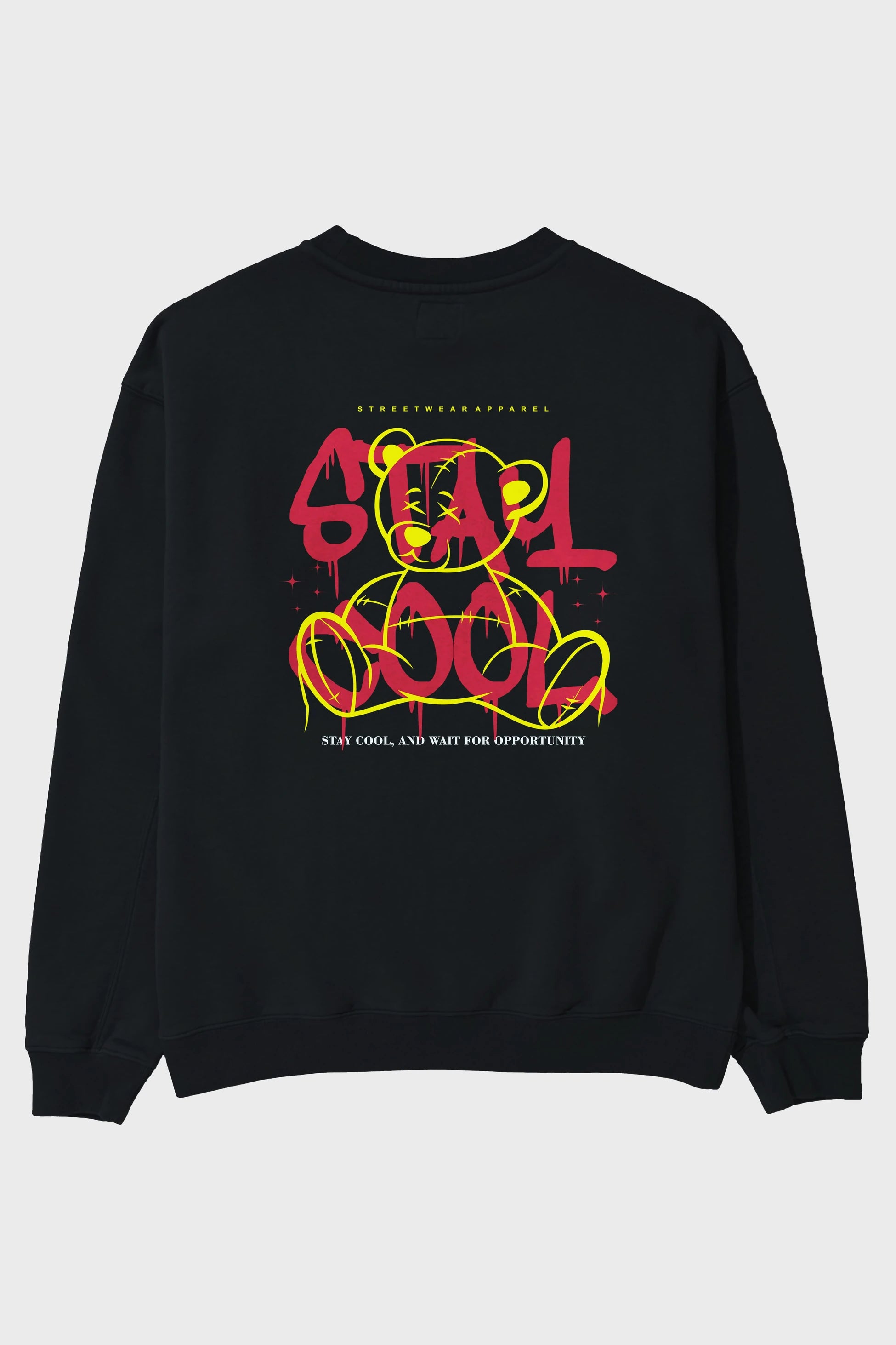Teddy Bear Stay Cool 2 Arka Baskılı Oversize Sweatshirt Erkek Kadın Unisex