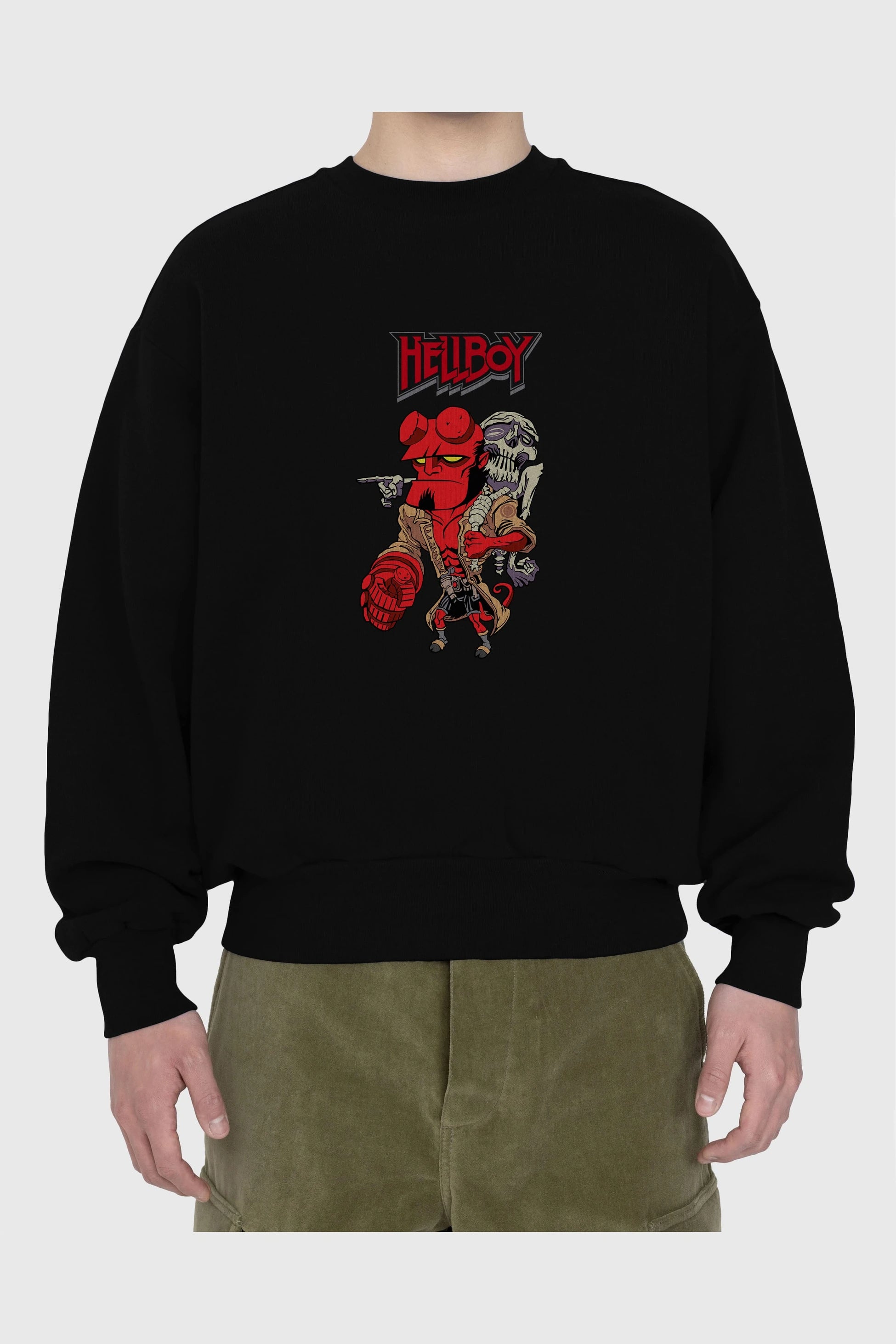 Hellboy (2) Ön Baskılı Oversize Sweatshirt Erkek Kadın Unisex