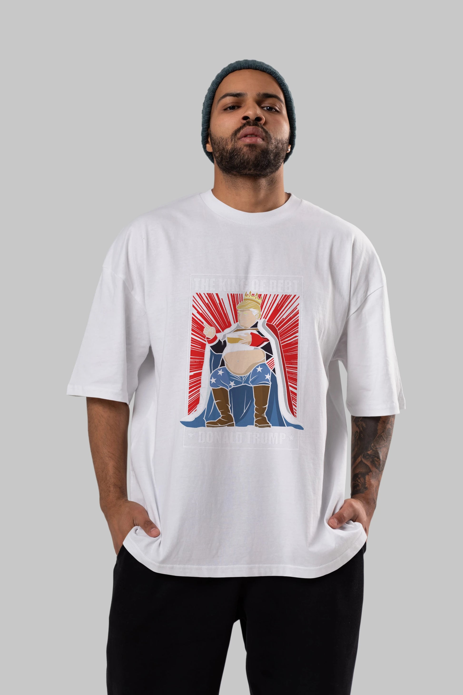 Trump King Ön Baskılı Oversize t-shirt Erkek Kadın Unisex %100 Pamuk tişort