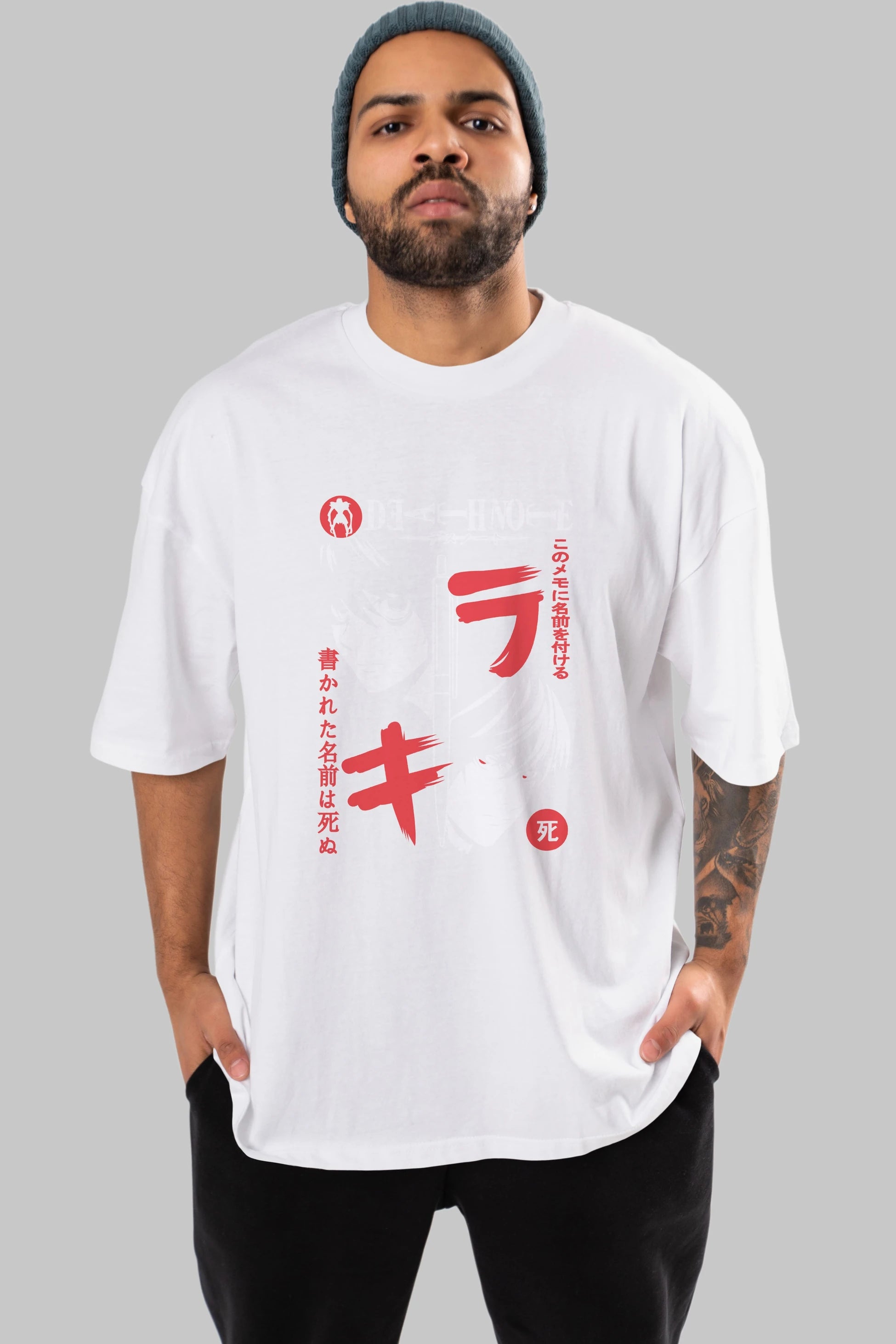 DEATHNOTE L vs KIRA Anime Ön Baskılı Oversize t-shirt %100 pamuk Erkek Kadın Unisex