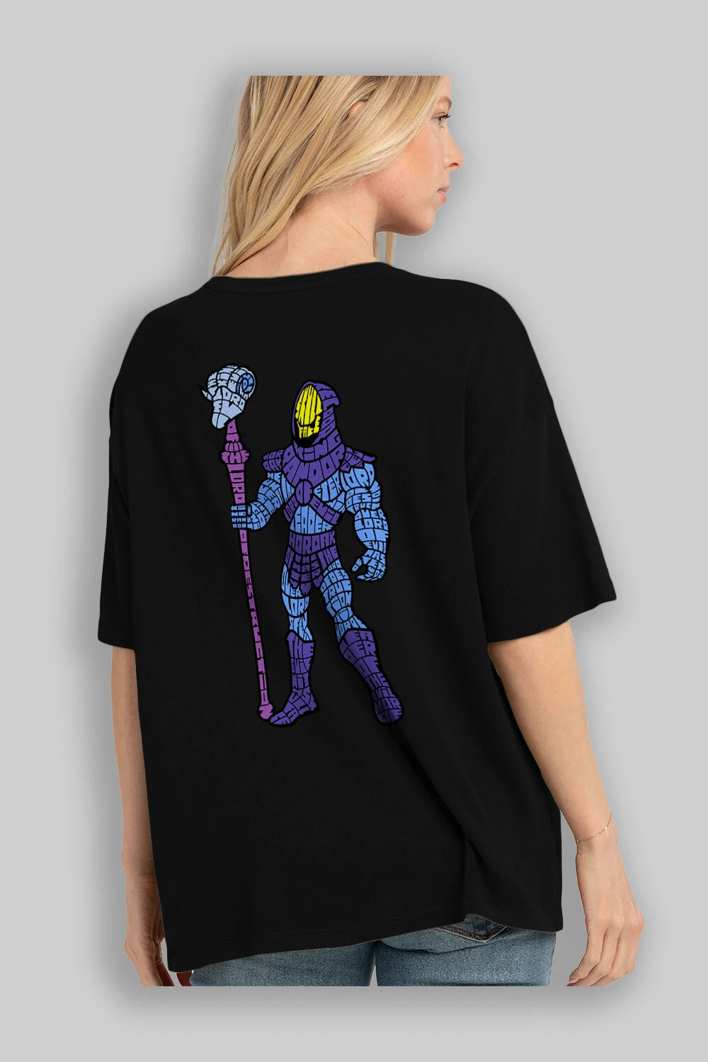 Skull Face Arka Baskılı Oversize t-shirt %100 pamuk Erkek Kadın Unisex