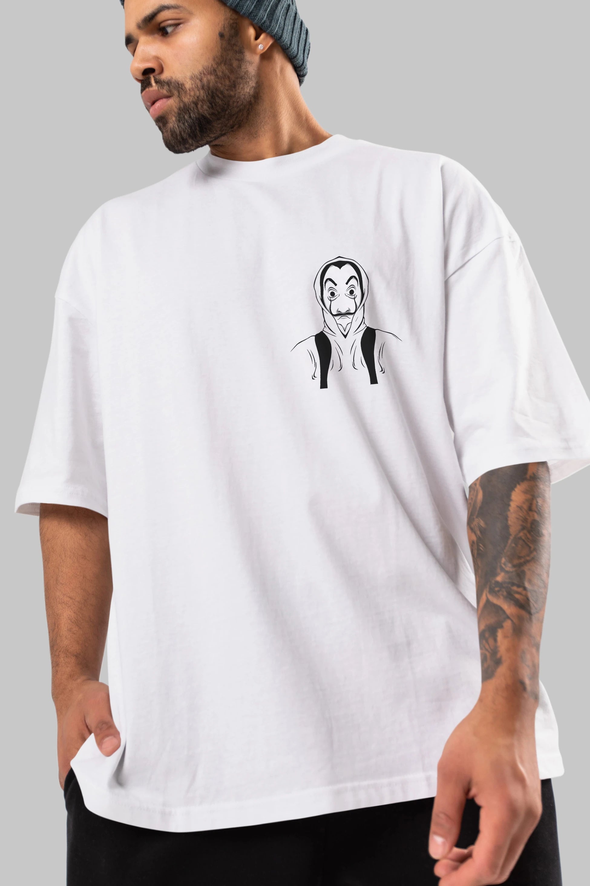 La Casa De Papel (7) Ön Sol Baskılı Oversize t-shirt Erkek Kadın Unisex %100 Pamuk Bisiklet Yaka tişort