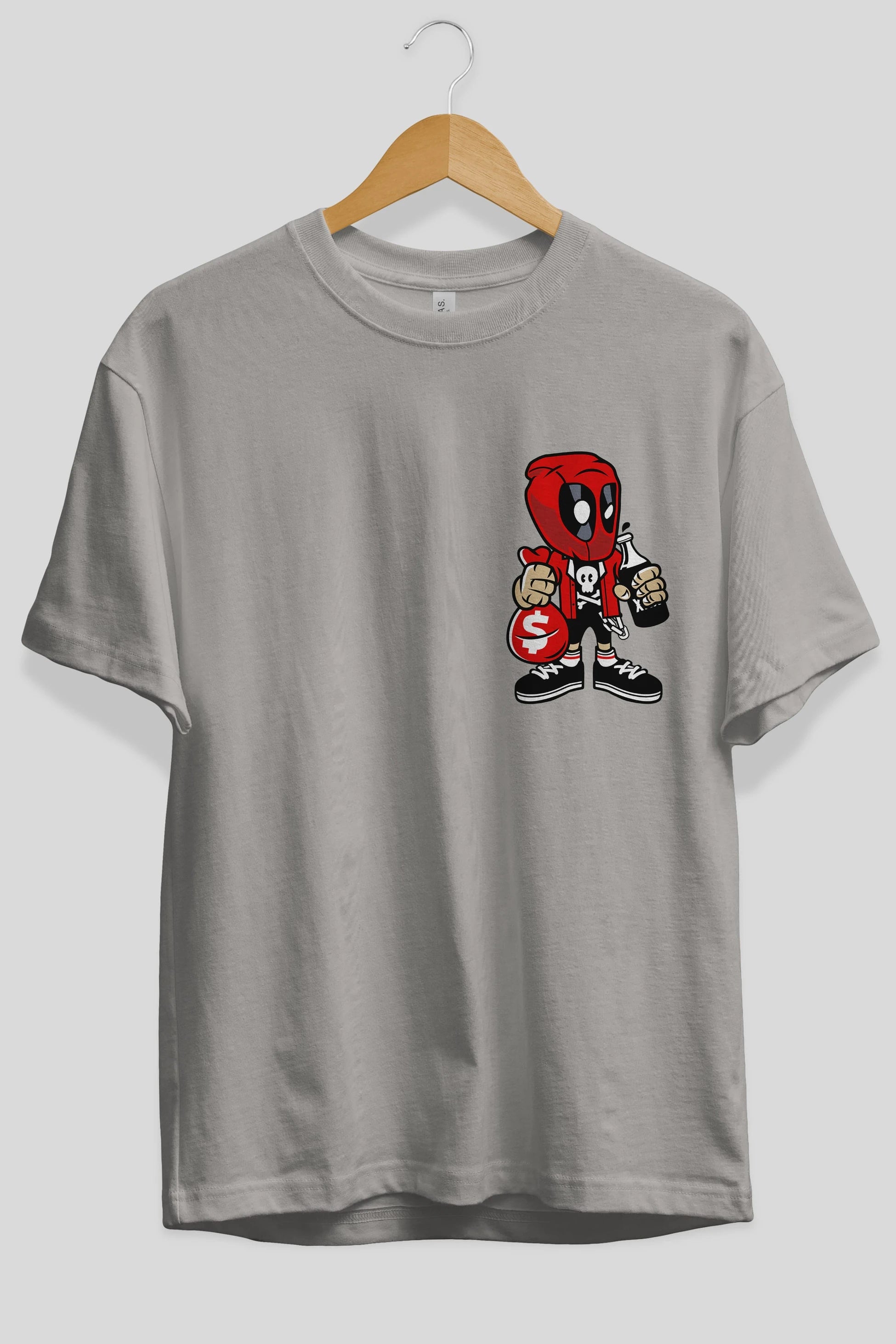Deadpool (20) Ön Sol Baskılı Oversize t-shirt Erkek Kadın Unisex %100 Pamuk Bisiklet Yaka tişort