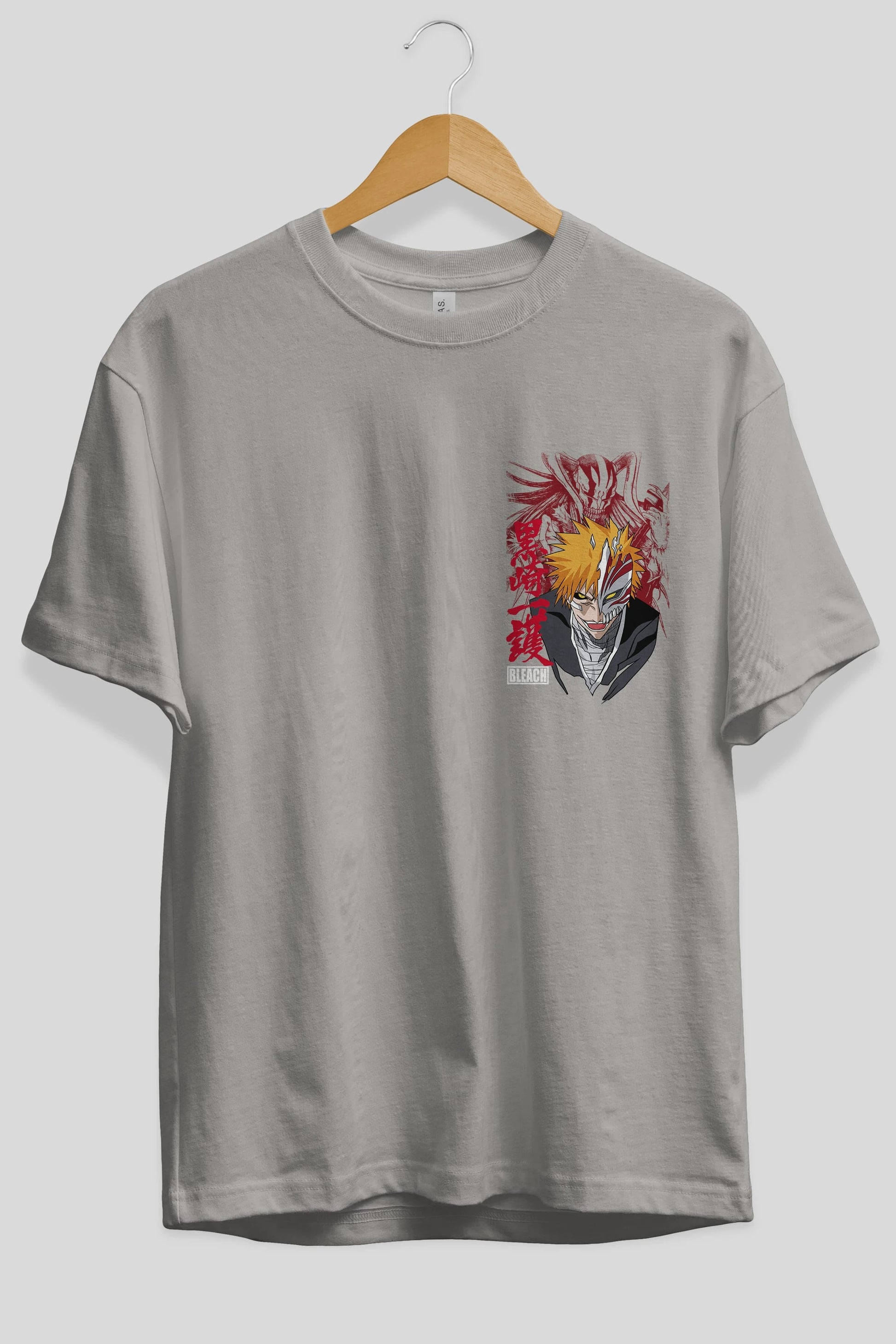 ICHIGO KUROSAKI VIZARD Ön Sol Baskılı Oversize t-shirt Erkek Kadın Unisex %100 Pamuk Bisiklet Yaka tişort