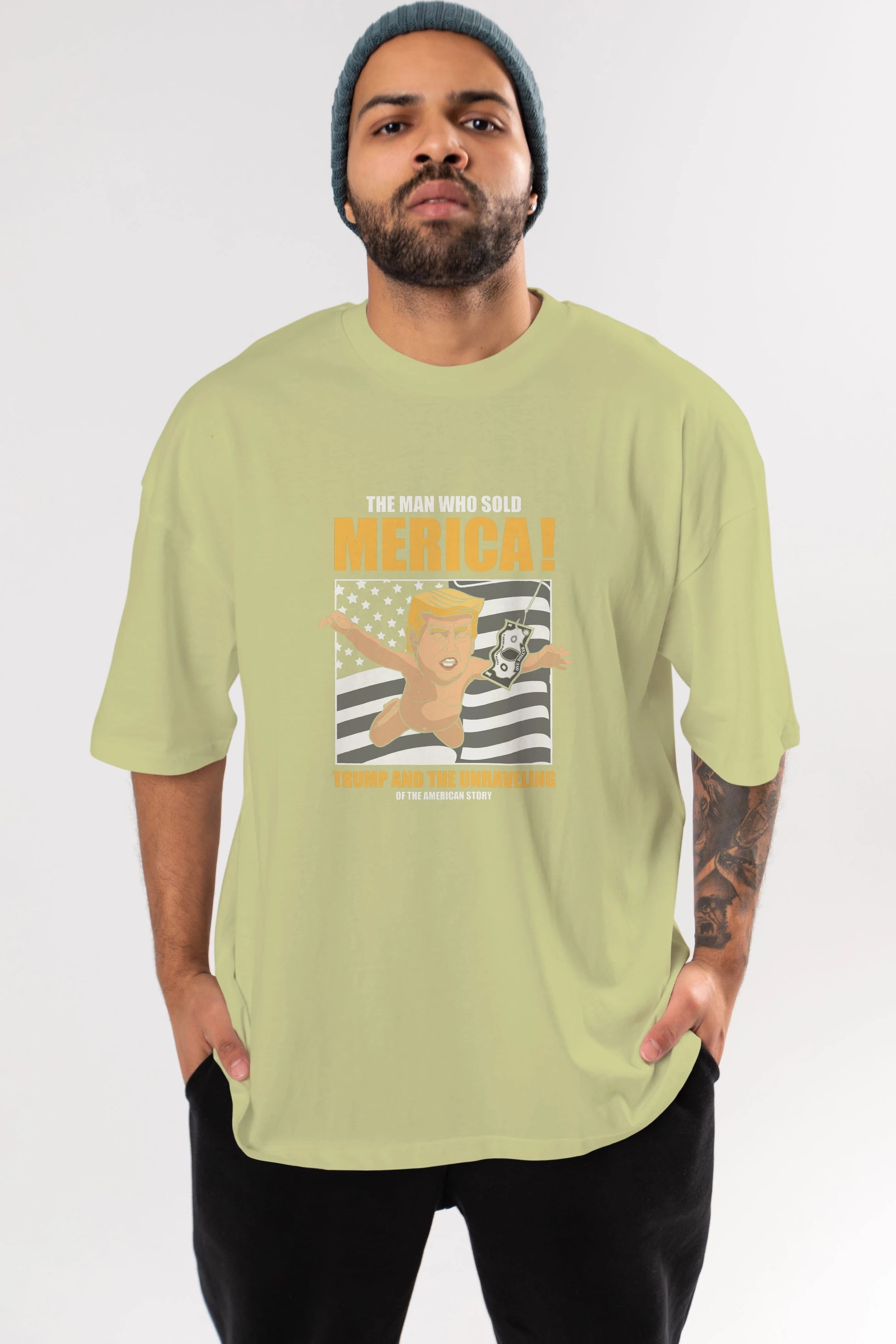 Trump Nirvana Ön Baskılı Oversize t-shirt Erkek Kadın Unisex %100 Pamuk tişort
