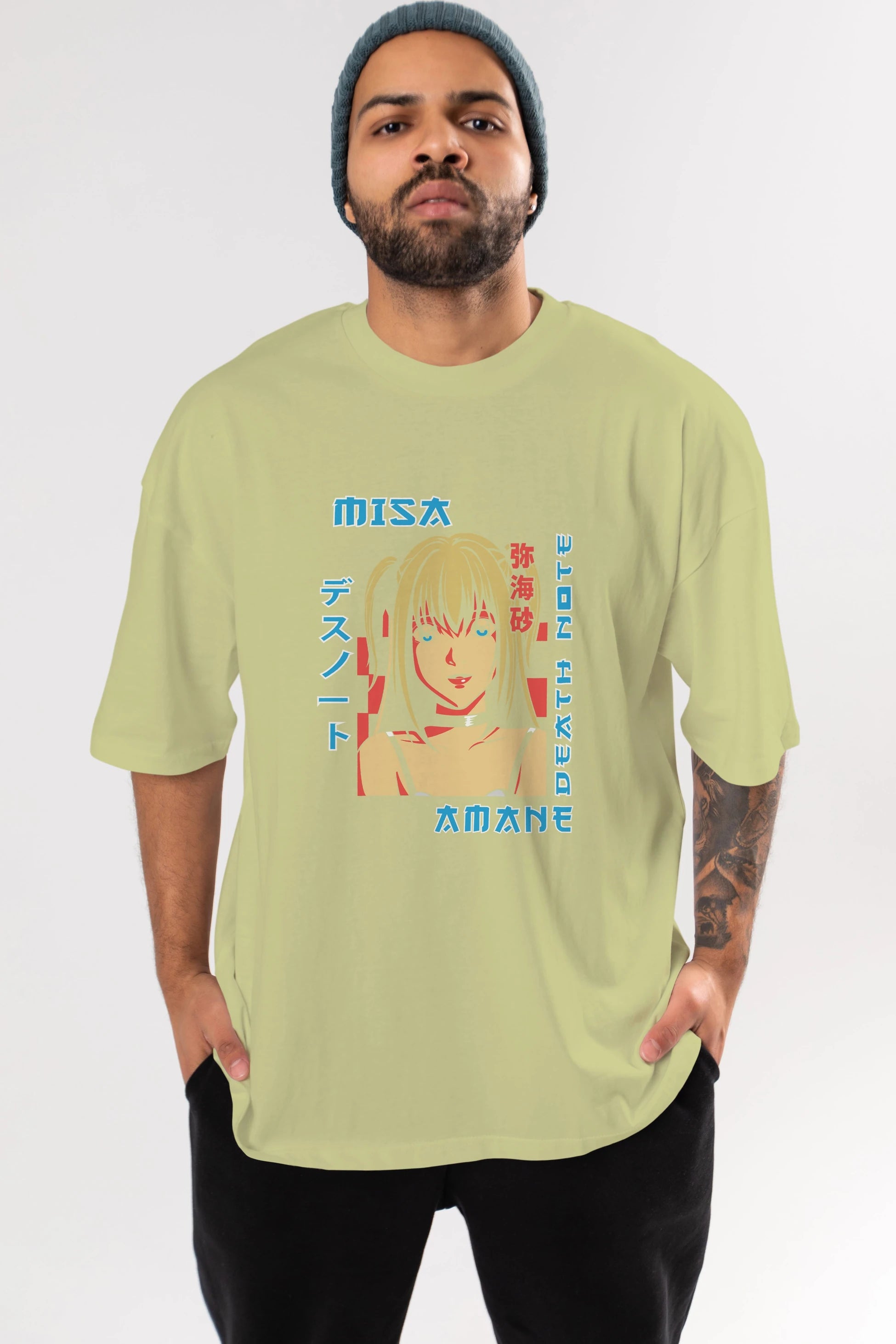 MISA-DEATH NOTE Anime Ön Baskılı Oversize t-shirt %100 pamuk Erkek Kadın Unisex