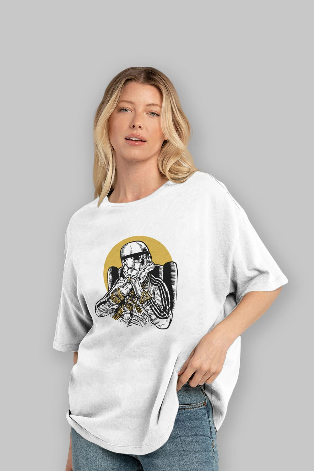 Trooper Dee Jay Ön Baskılı Oversize t-shirt Erkek Kadın Unisex %100 Pamuk tişort