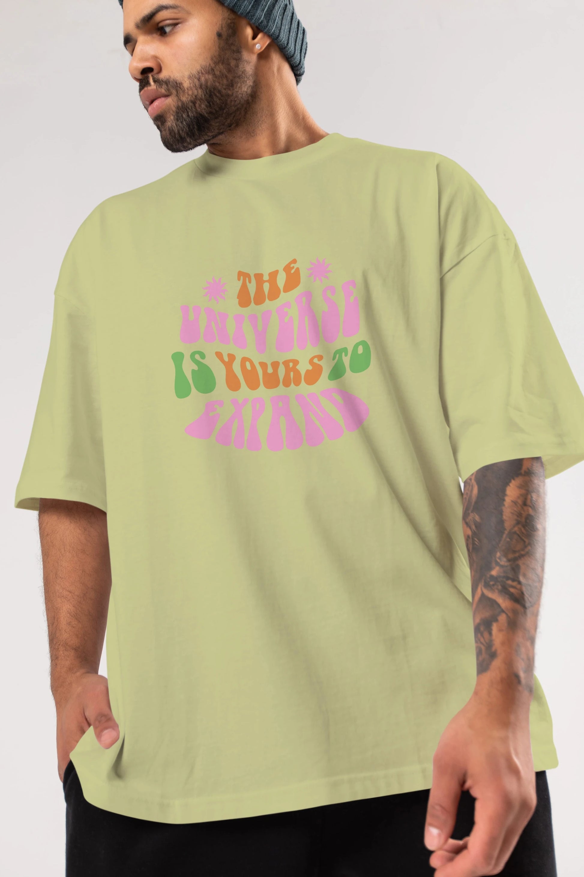 The Universe is Yours Yazılı Ön Baskılı Oversize t-shirt Erkek Kadın Unisex
