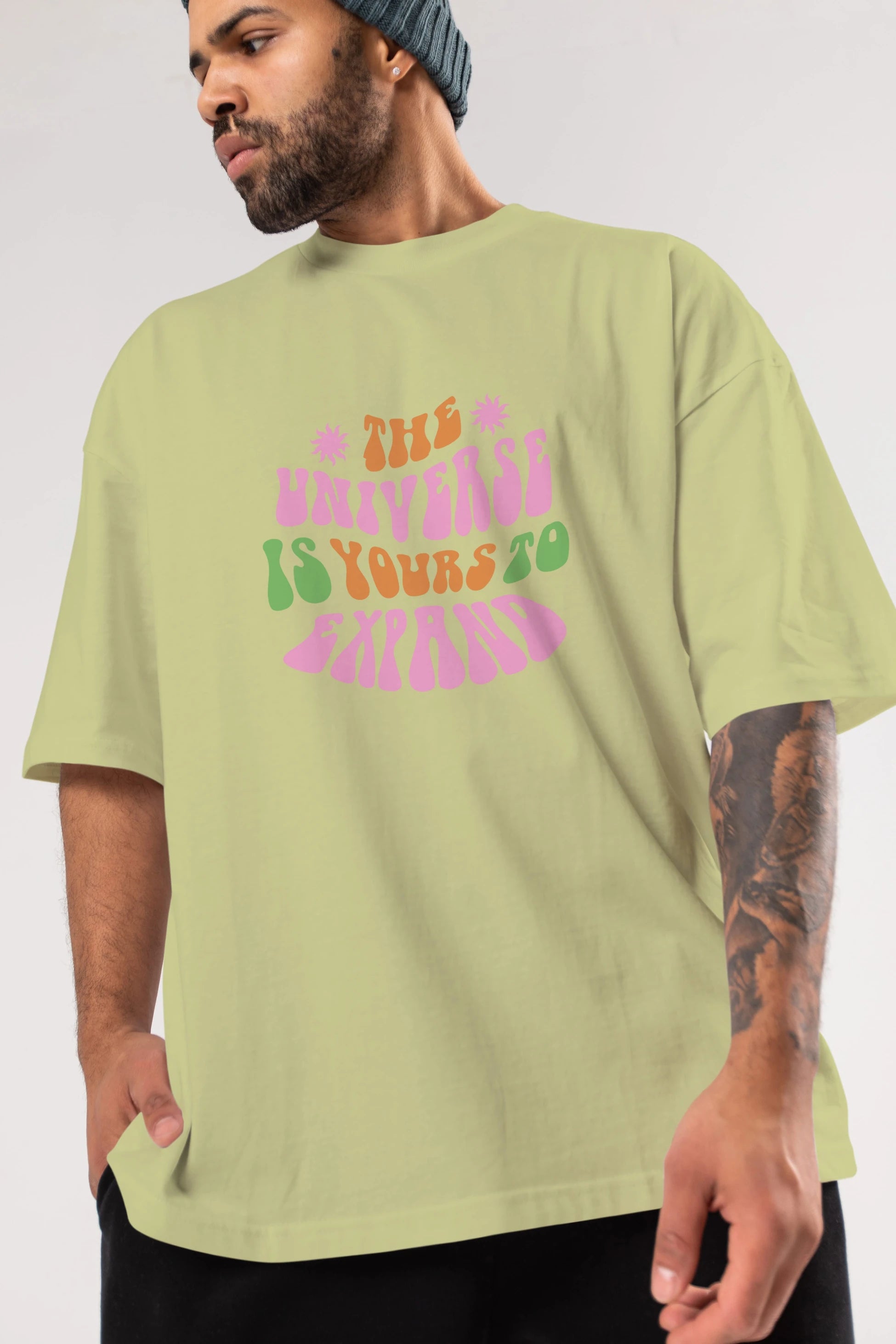 The Universe is Yours Yazılı Ön Baskılı Oversize t-shirt Erkek Kadın Unisex