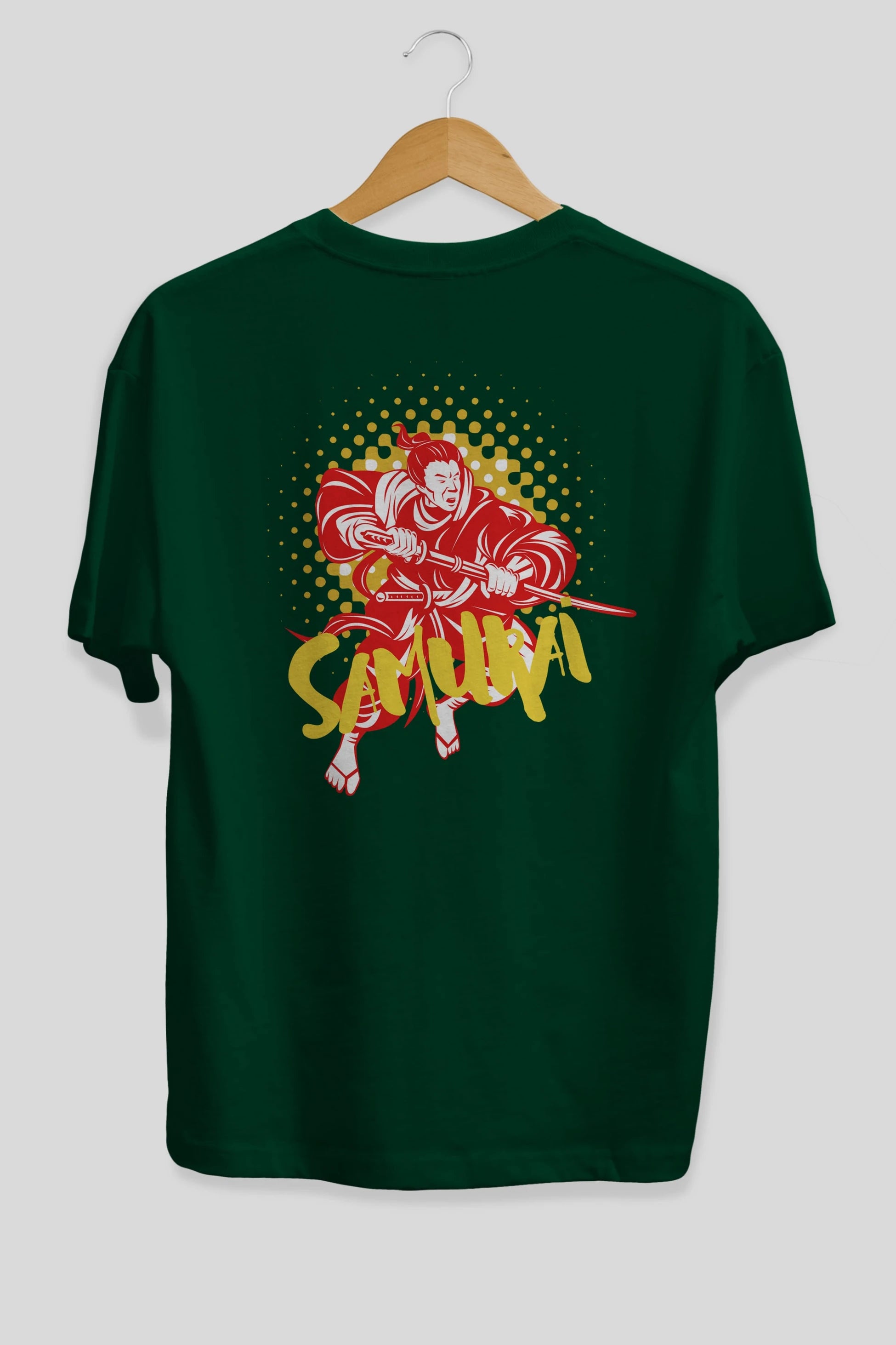 Samurai Arka Baskılı Oversize t-shirt Erkek Kadın Unisex