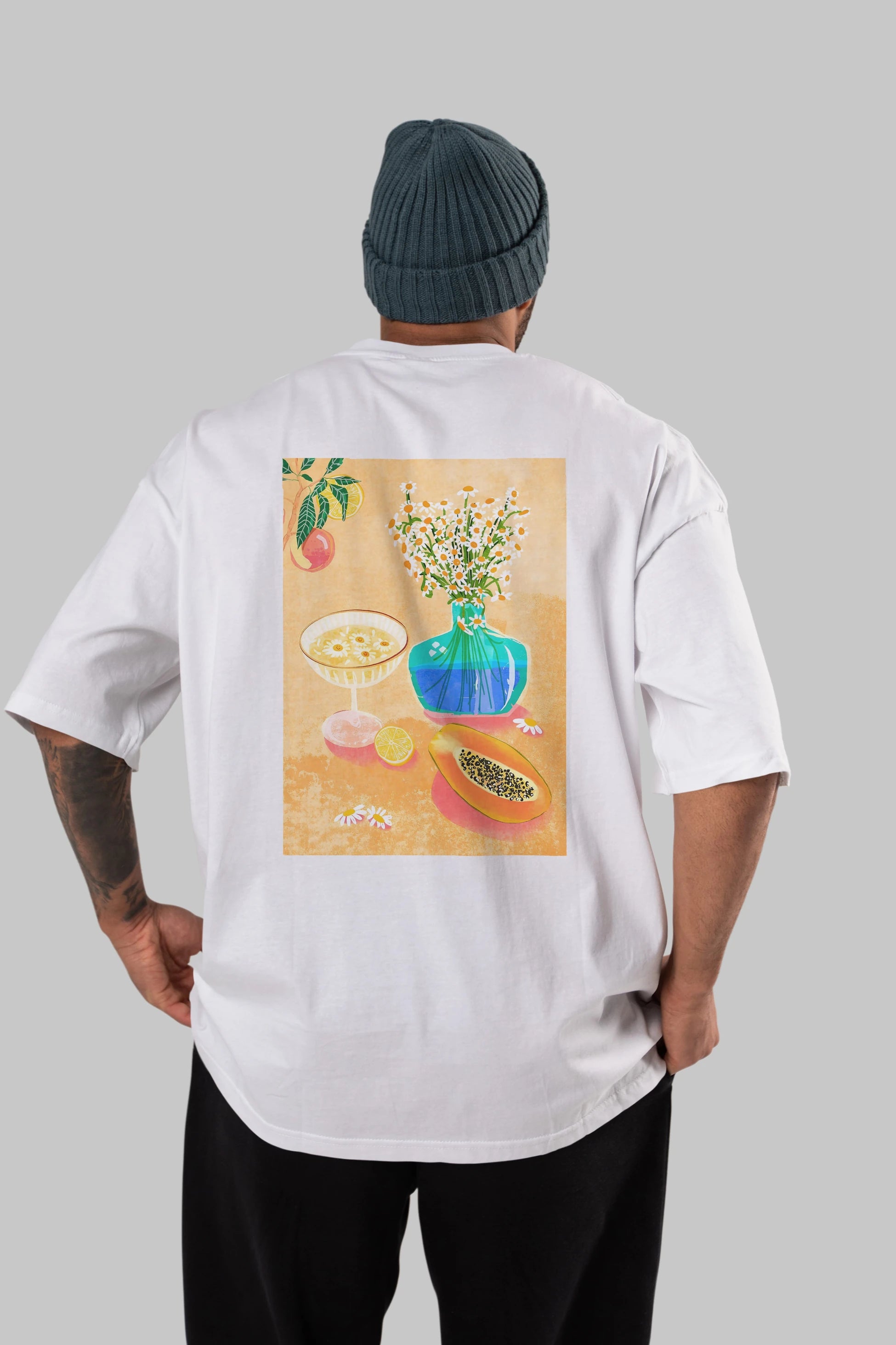Cheers 2 Arka Baskılı Oversize t-shirt Erkek Kadın Unisex %100 Pamuk Bisiklet Yaka tişort