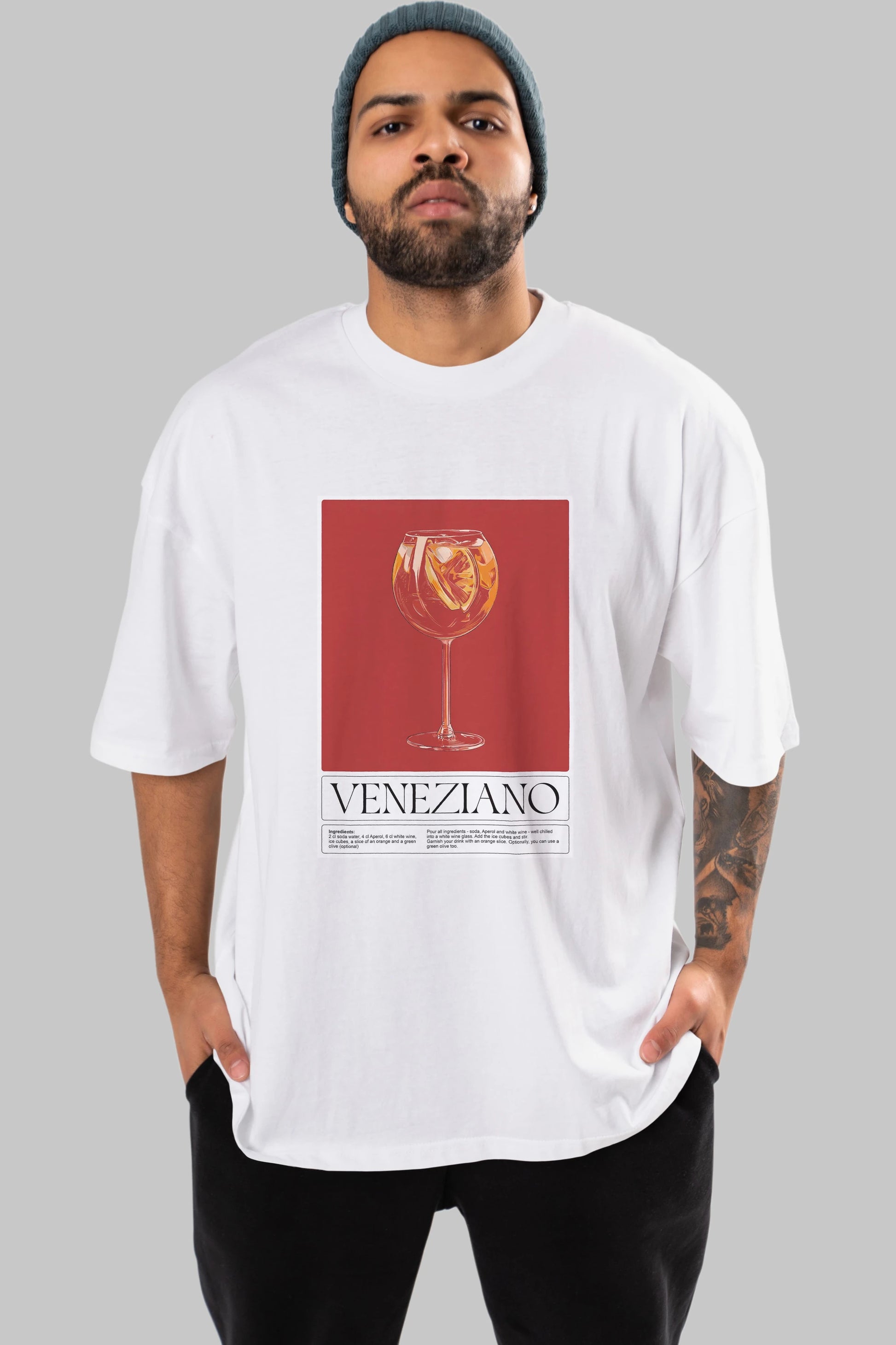 Veneziano Ön Baskılı Oversize t-shirt Erkek Kadın Unisex %100 Pamuk Bisiklet Yaka tişort