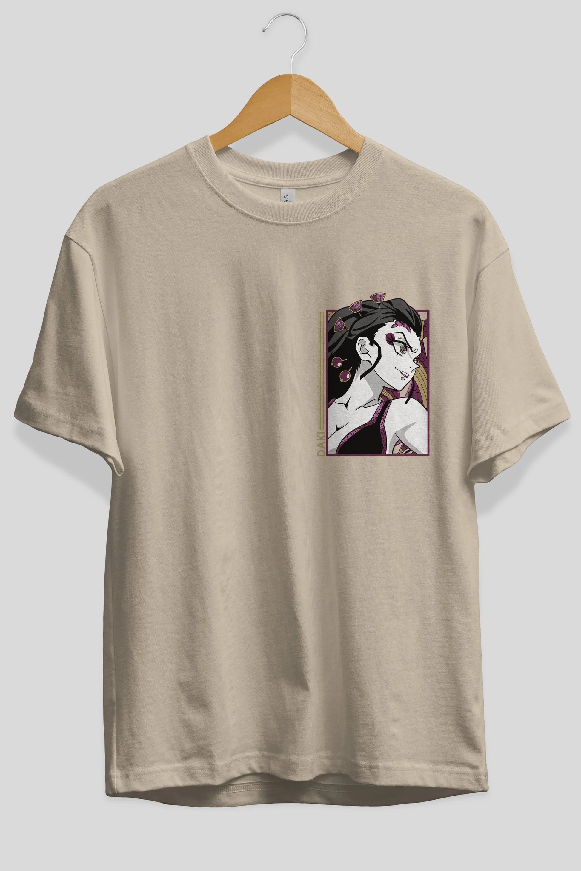 Daki DEMION SLAYER Ön Sol Baskılı Oversize t-shirt Erkek Kadın Unisex %100 Pamuk Bisiklet Yaka tişort