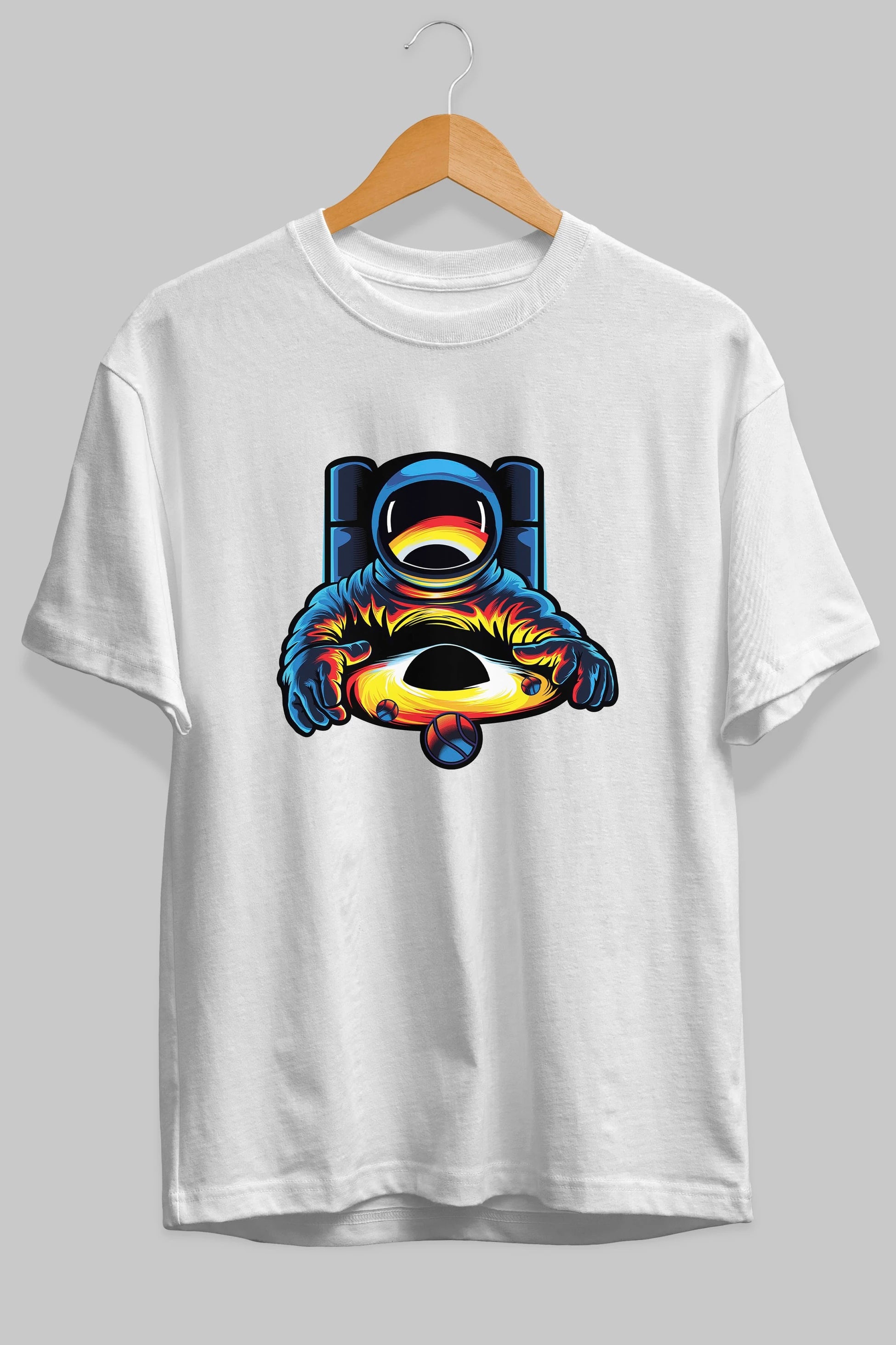 Astronaut & Black Hole Ön Baskılı Oversize t-shirt Erkek Kadın Unisex