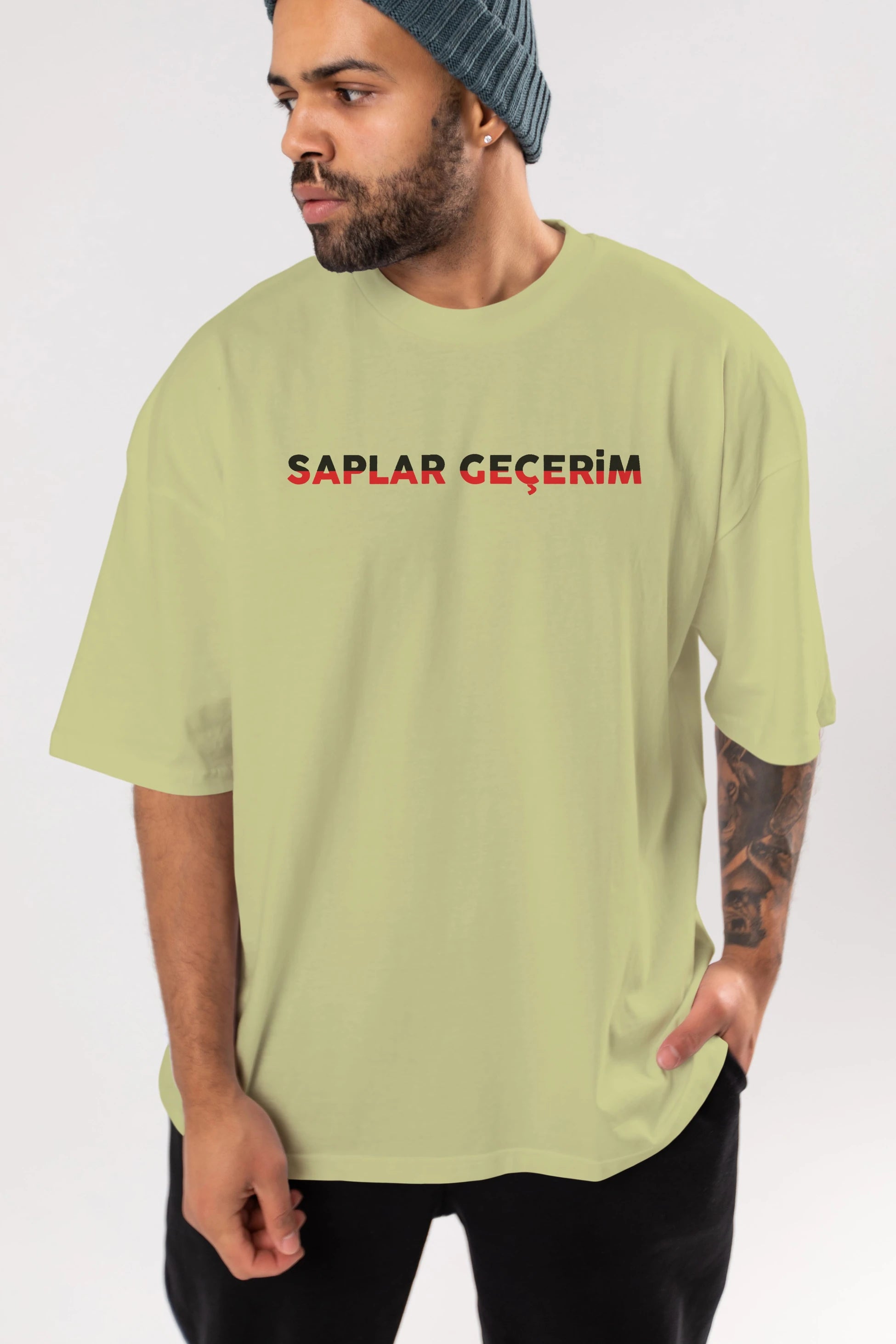 Saplar Geçerim Ön Baskılı Oversize t-shirt %100 pamuk Erkek Kadın Unisex