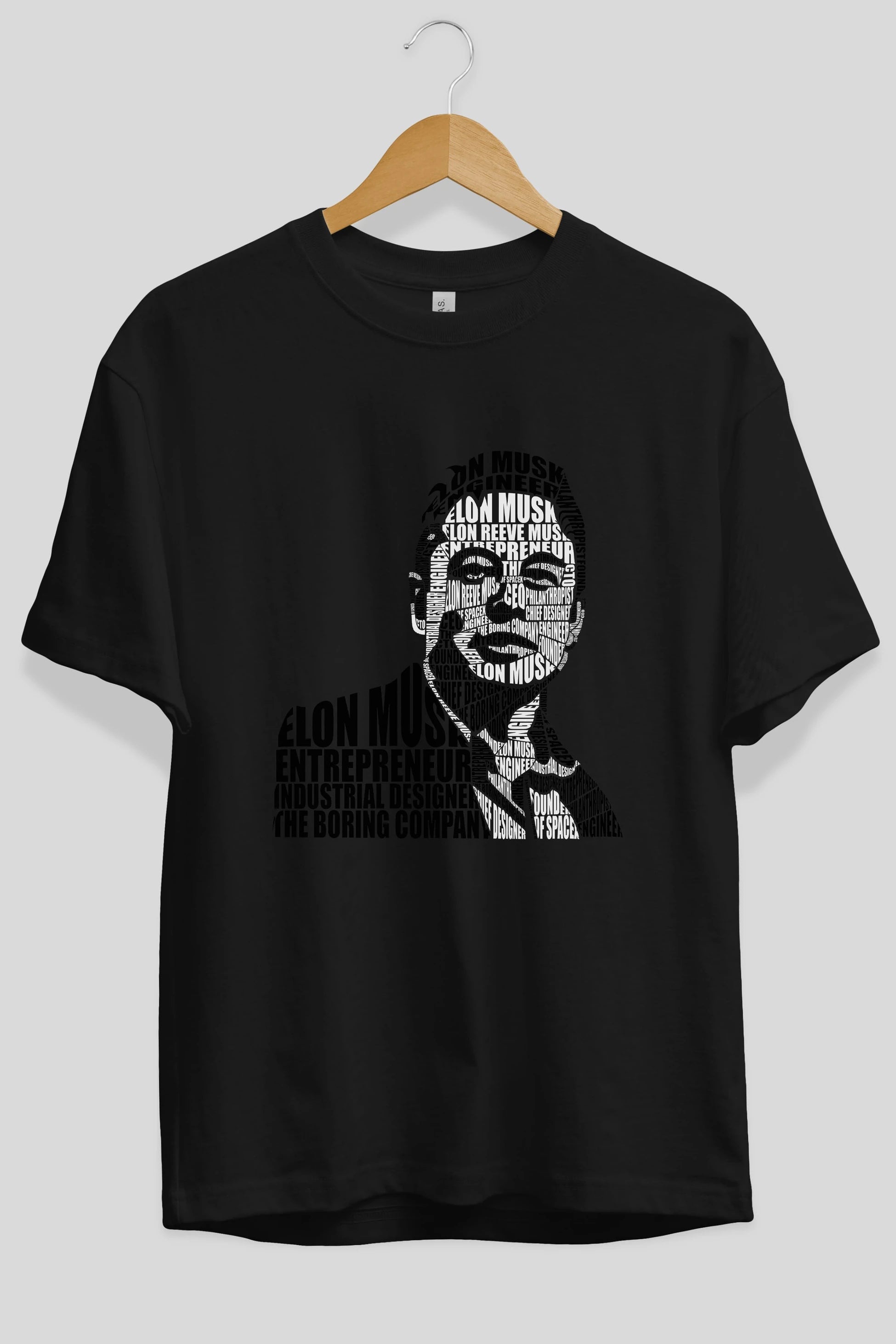 Elon Musk Calligram Ön Baskılı Oversize t-shirt %100 pamuk Erkek Kadın Unisex