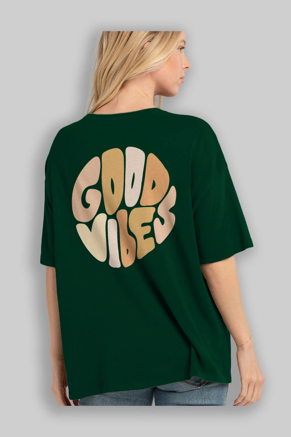 Good Vibes Yazılı 3 Arka Baskılı Oversize t-shirt Erkek Kadın Unisex