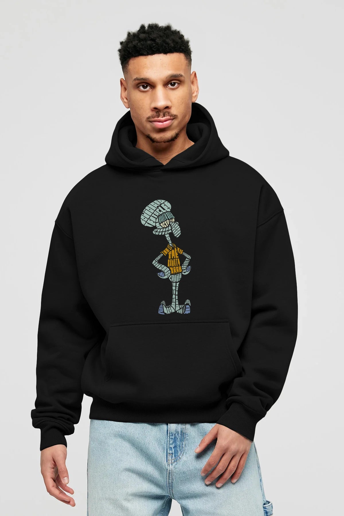 Squidward Ön Baskılı Hoodie Oversize Kapüşonlu Sweatshirt Erkek Kadın Unisex
