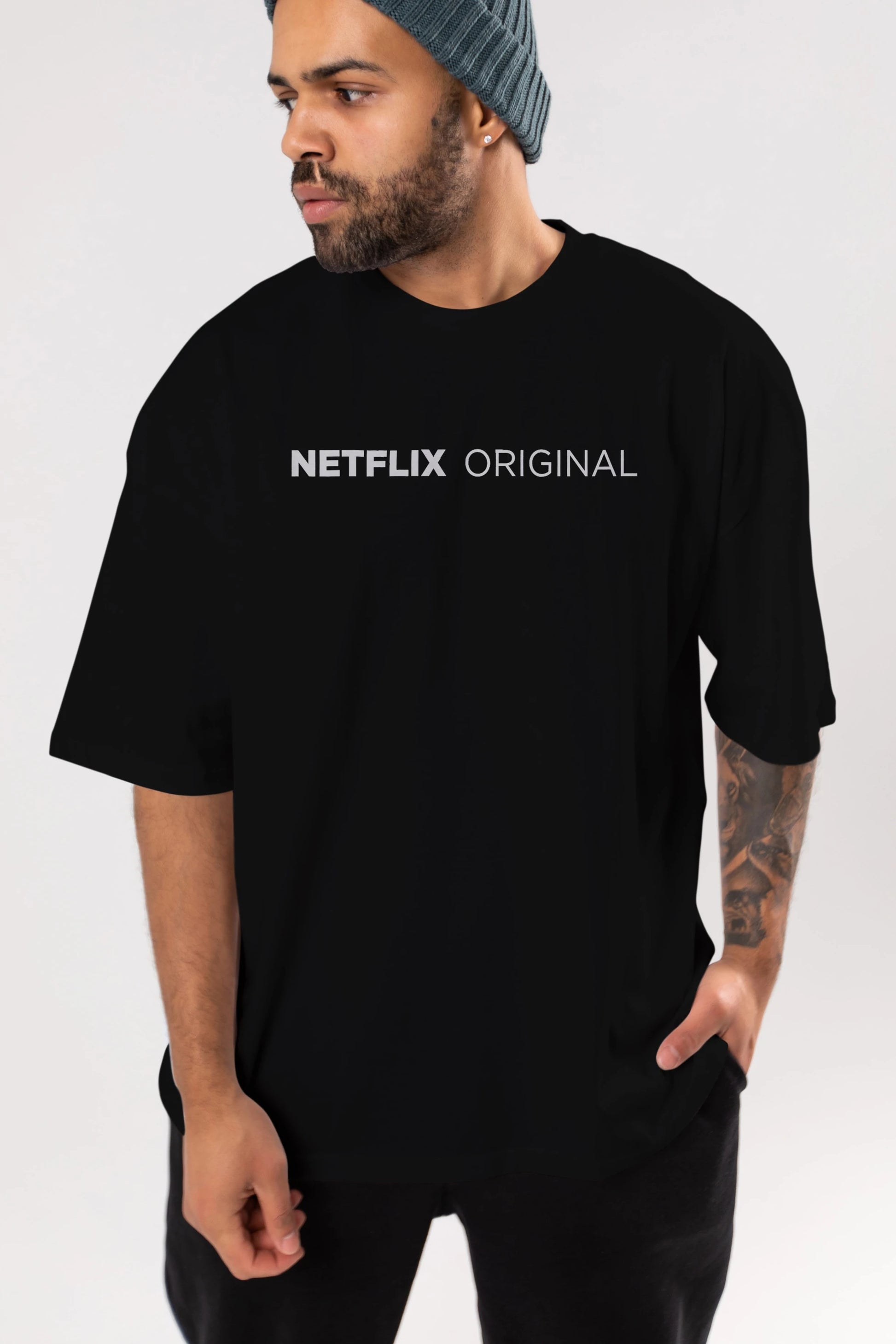 Netflix Original Ön Baskılı Oversize t-shirt %100 pamuk Erkek Kadın Unisex