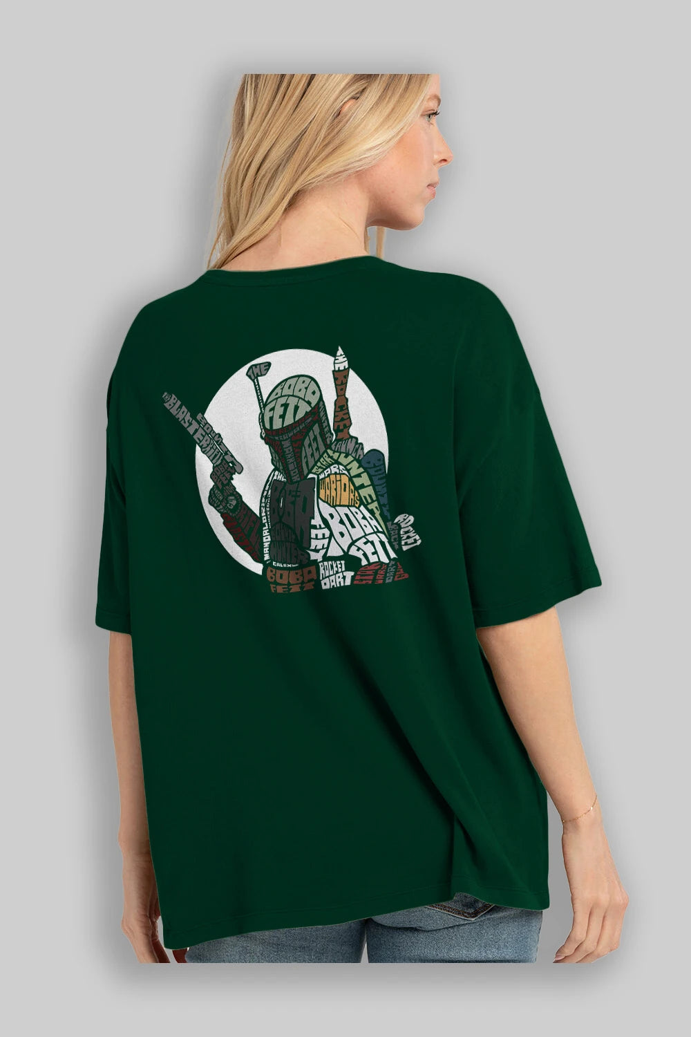 Boba Fett Arka Baskılı Oversize t-shirt %100 pamuk Erkek Kadın Unisex
