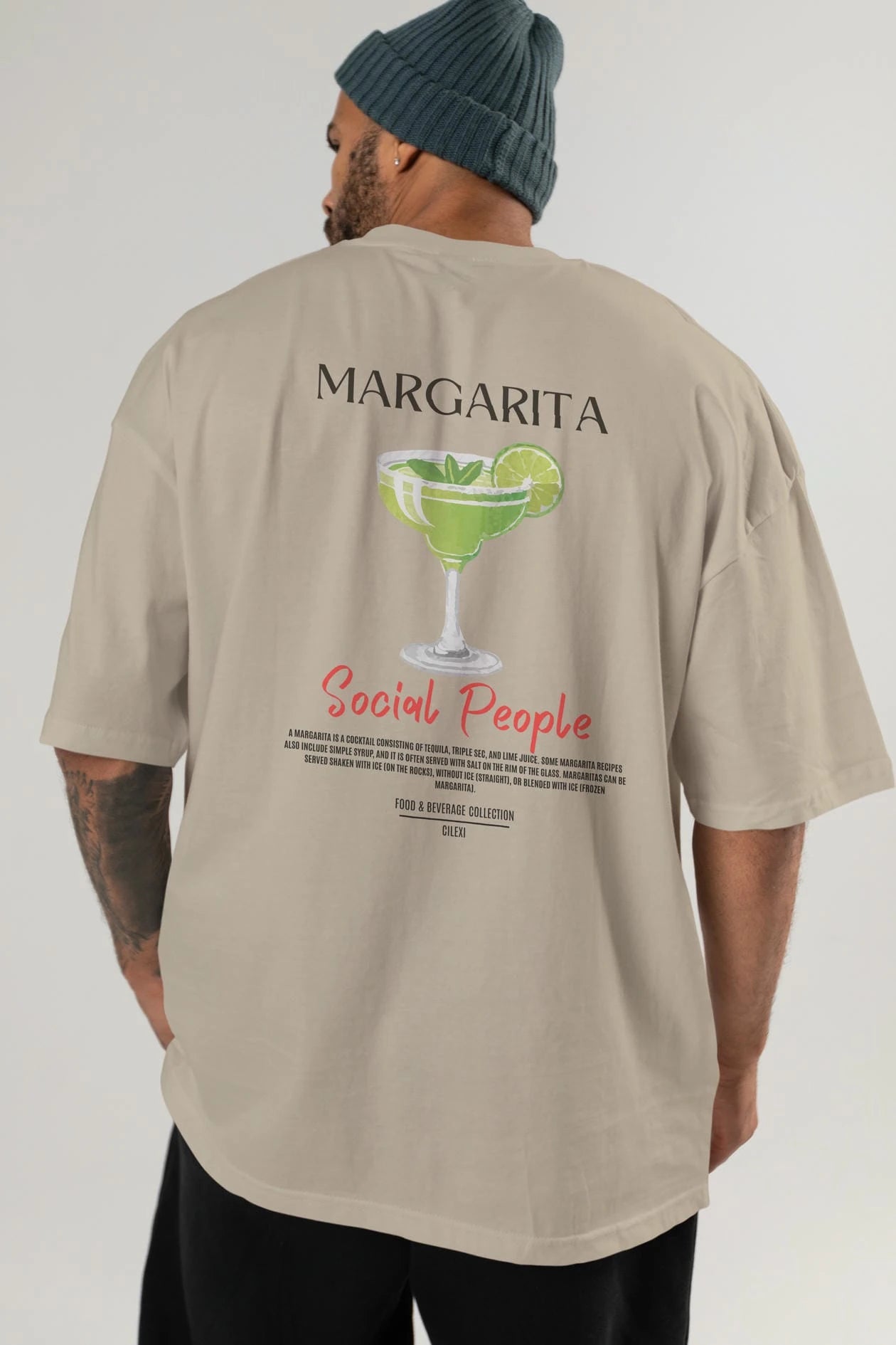 Margarita Kokteyl Serisi Baskılı Oversize t-shirt Erkek Kadın Unisex %100 Pamuk Bisiklet Yaka tişort