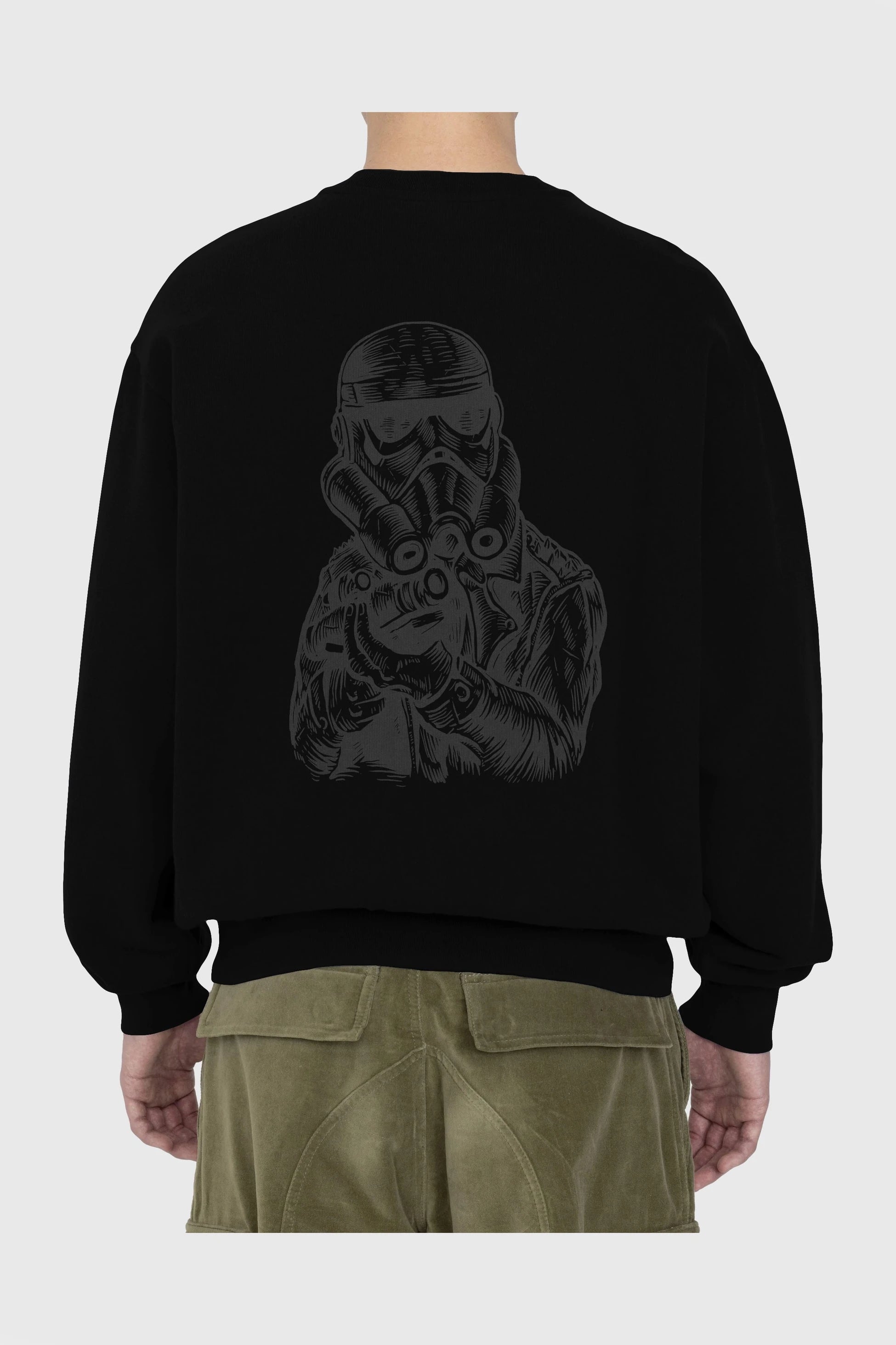 Punktrooper Arka Baskılı Oversize Sweatshirt Erkek Kadın Unisex