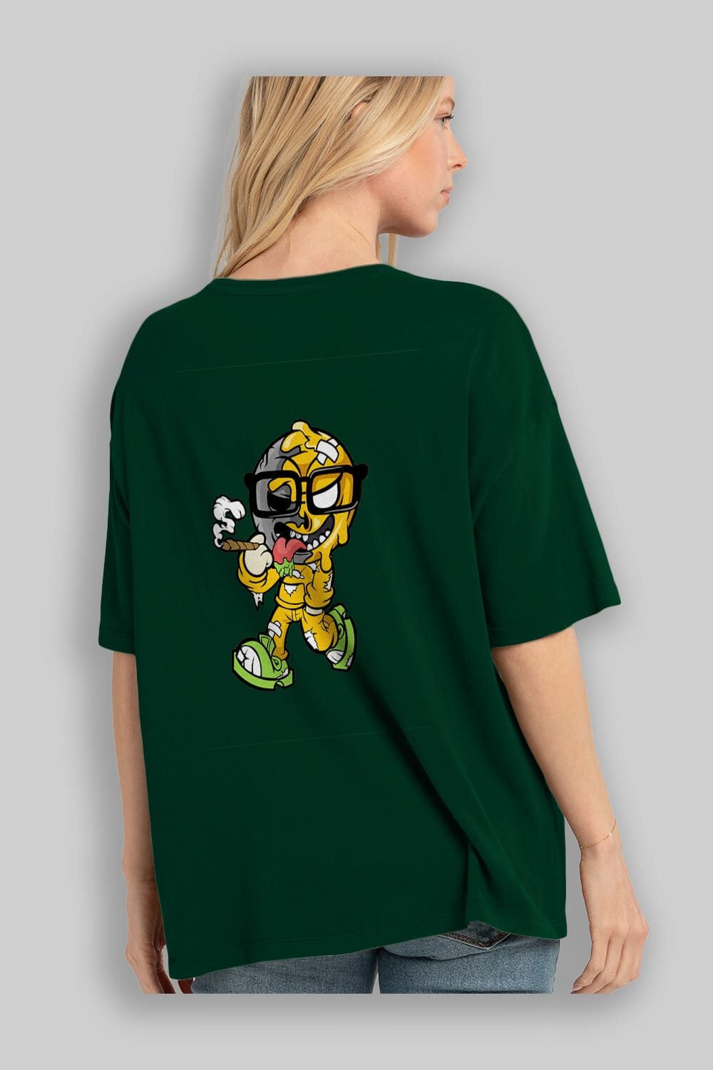 Eyeball Smoker Arka Baskılı Oversize t-shirt Erkek Kadın Unisex %100 Pamuk tişort